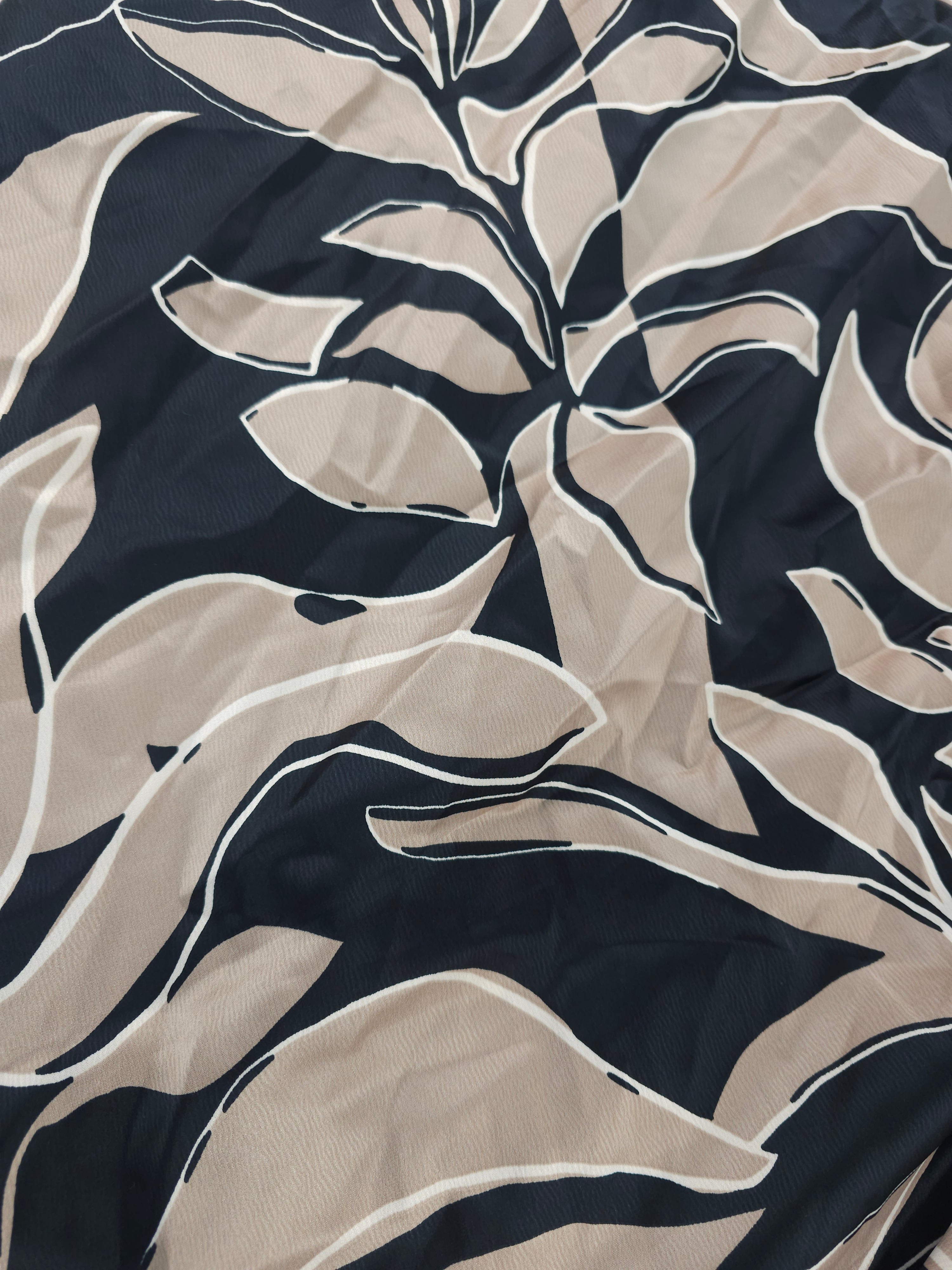 Taupe leaf Viscose satin- 2.5m piece