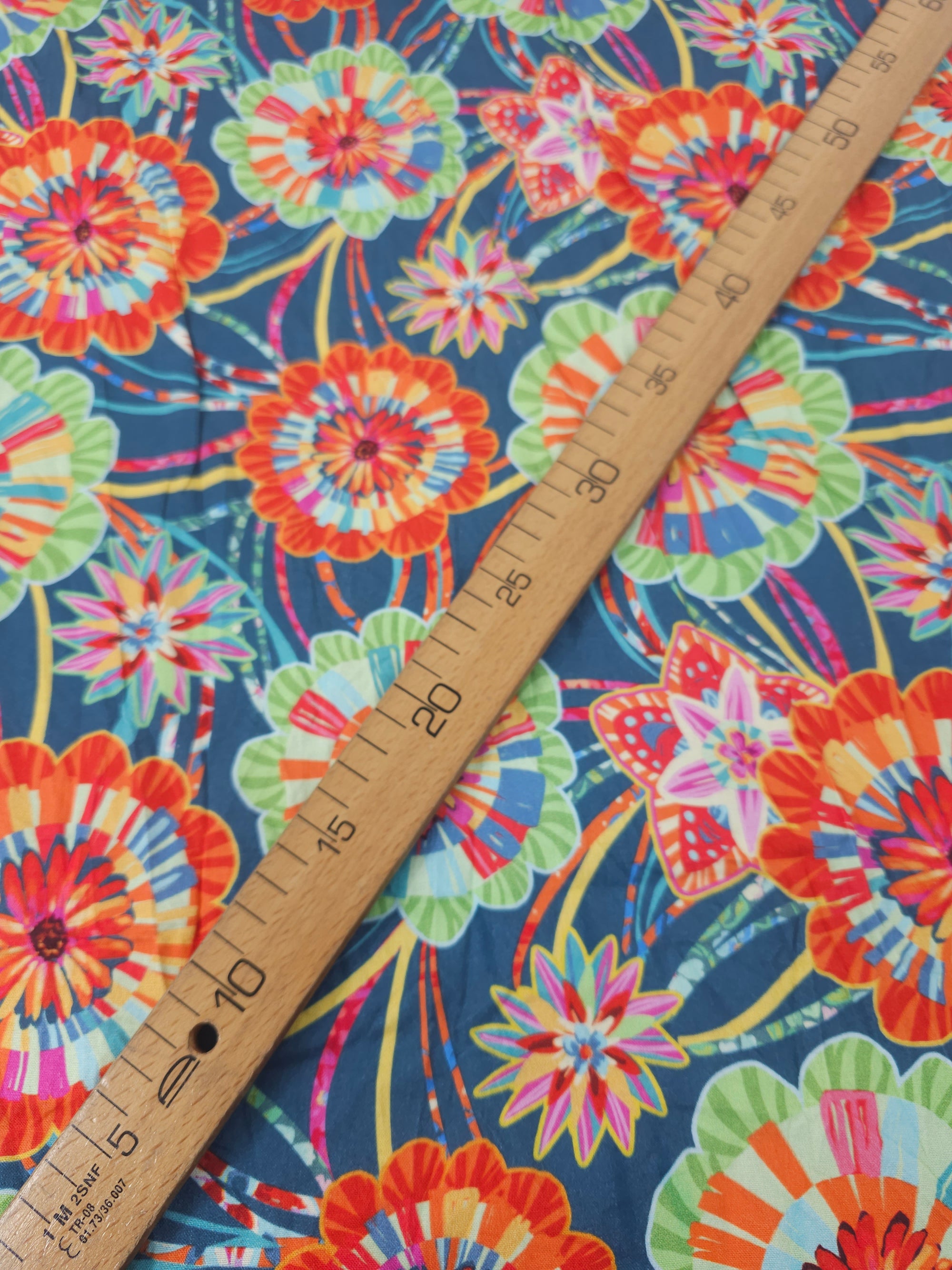 Petrol Blue Mandala Festival 100% Cotton - Odile Bailloeul
