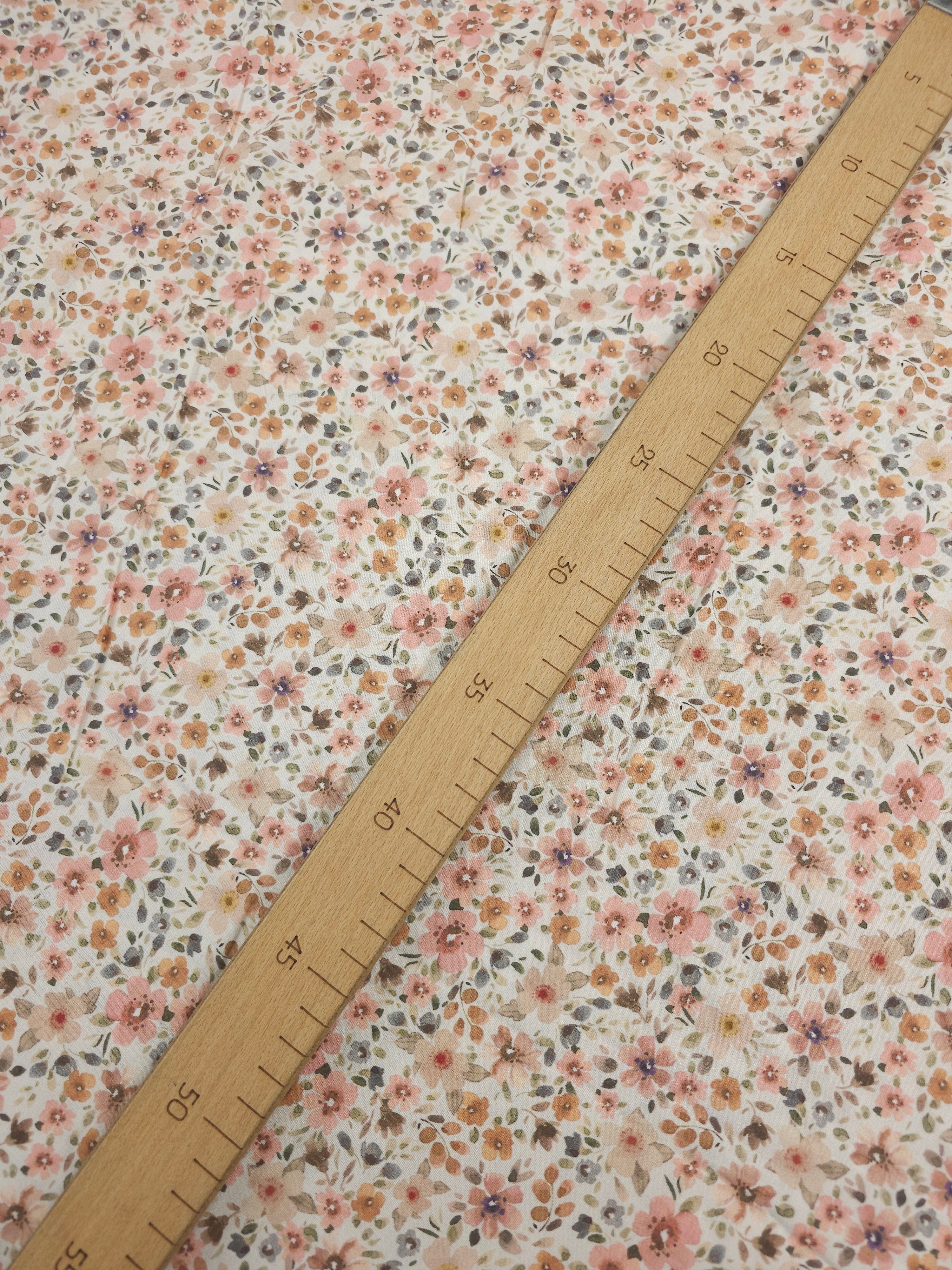 Retro Pink/Peach Bloom Florals Lightweight Cotton 55"