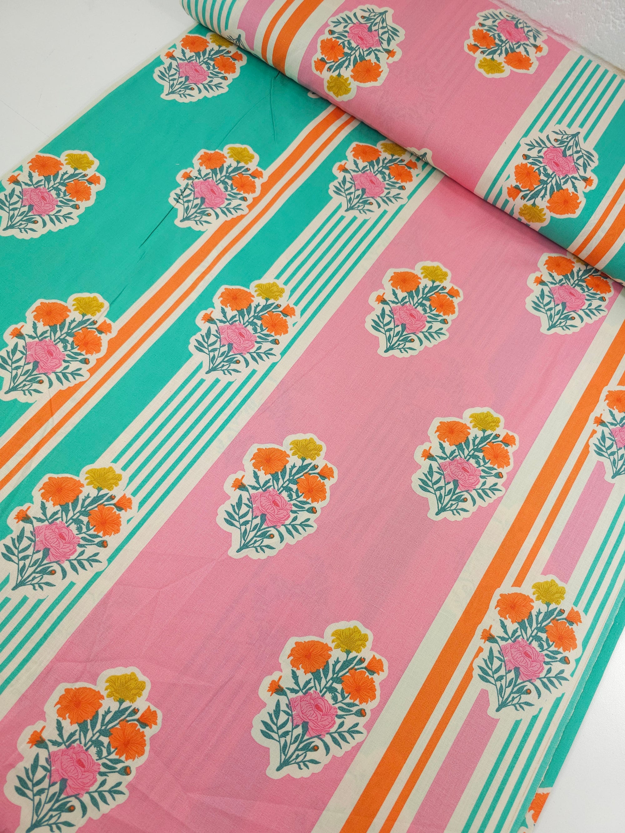 Whimsley Floral Stripe 100% Cotton 98" *EXTRA WIDE*