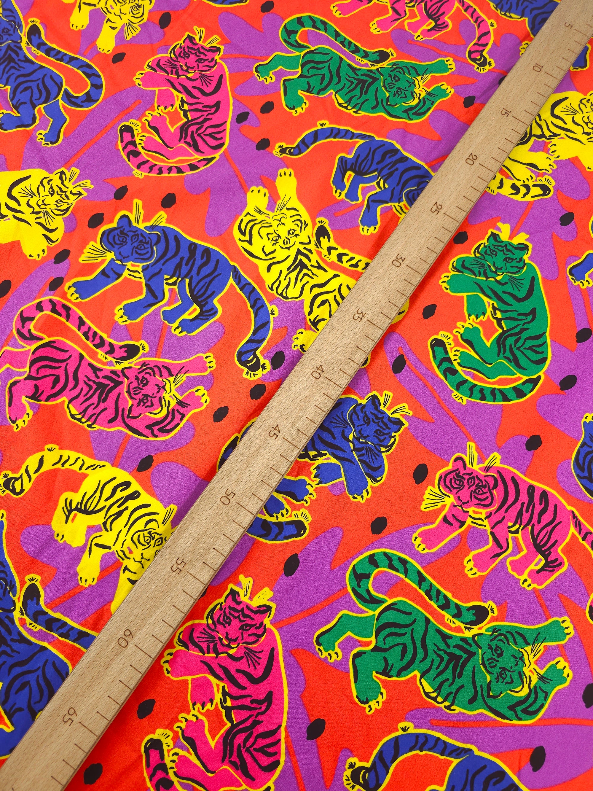 Neon Abstract Tigers Cotton Poplin