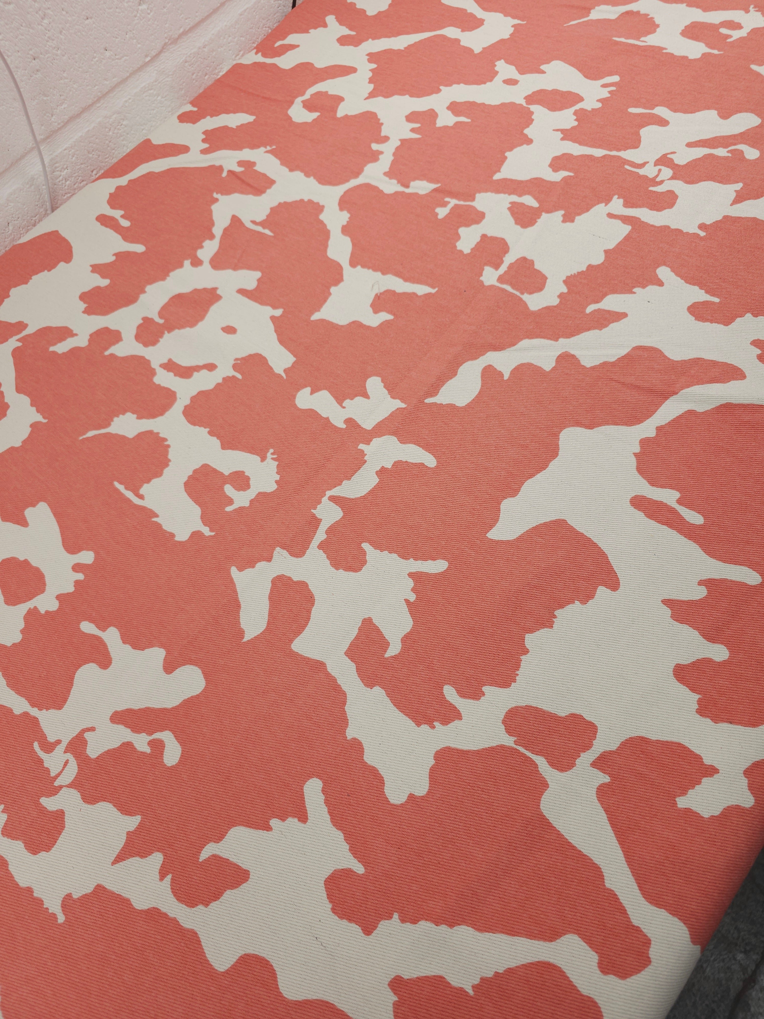 Peachy Coral Cow Denim