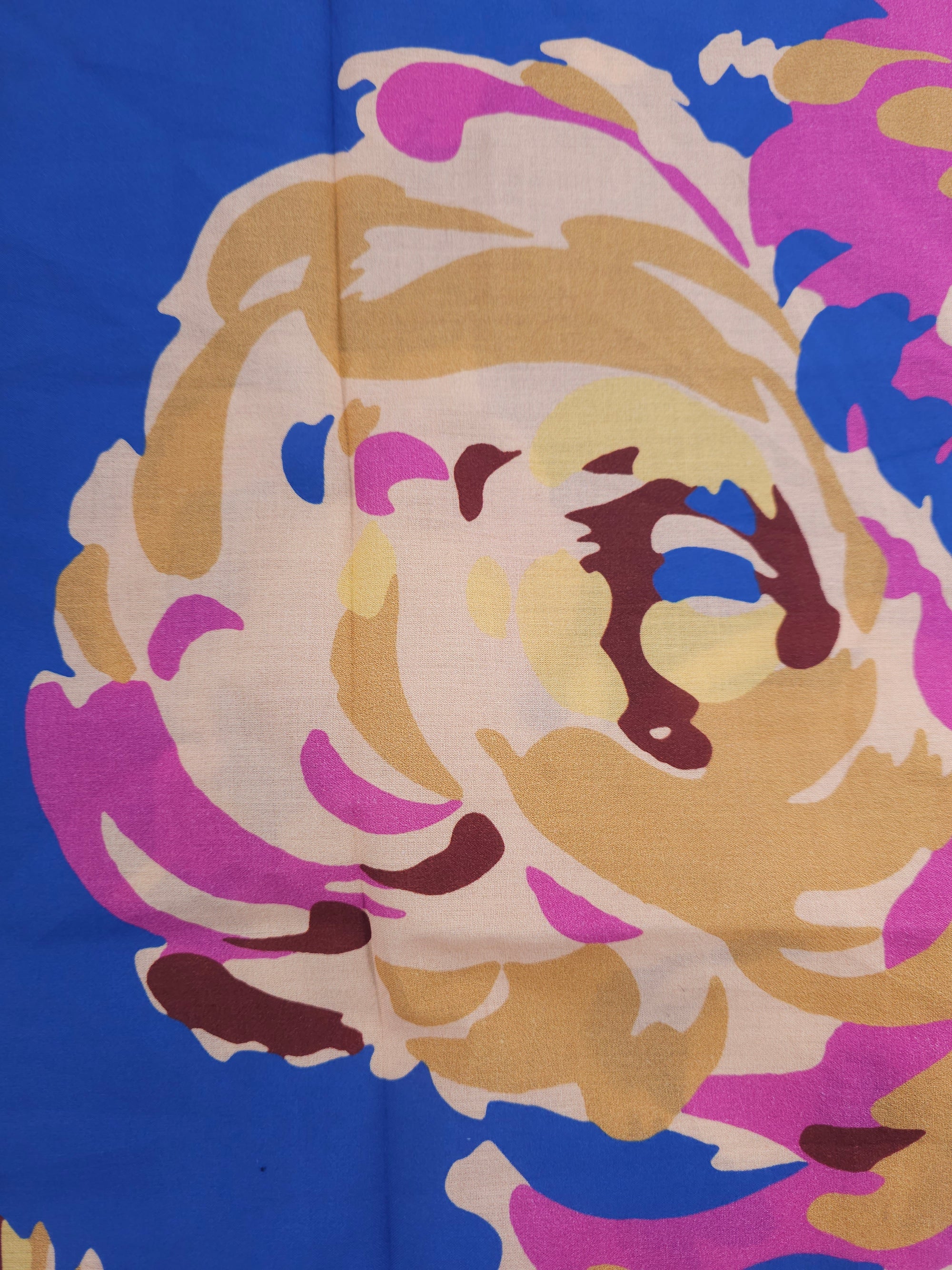 Blue Large Floral Cotton Poplin - 1.8m Piece