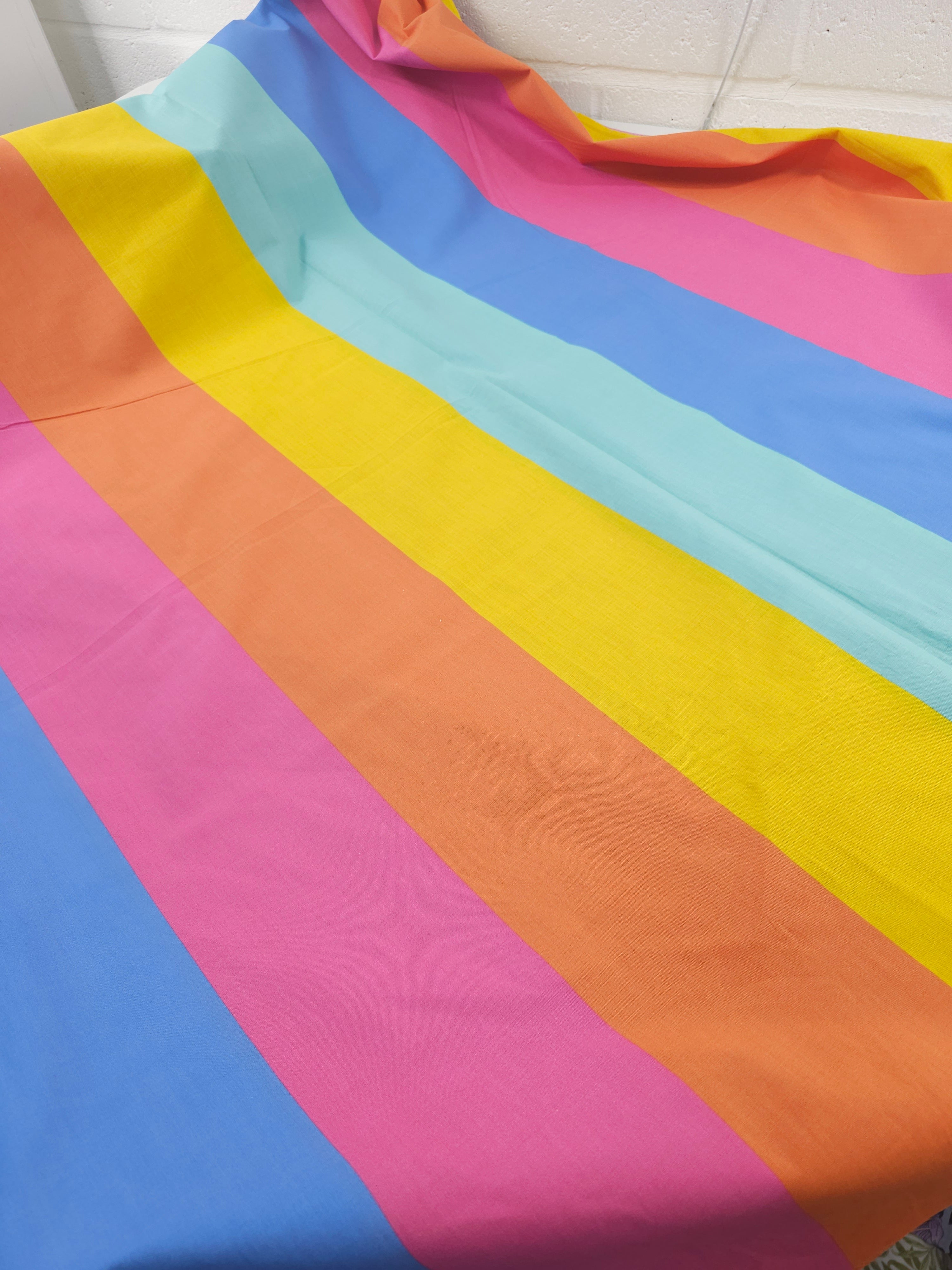Rainbow Block Stripe 100% Cotton 90”  *EXTRA WIDE*