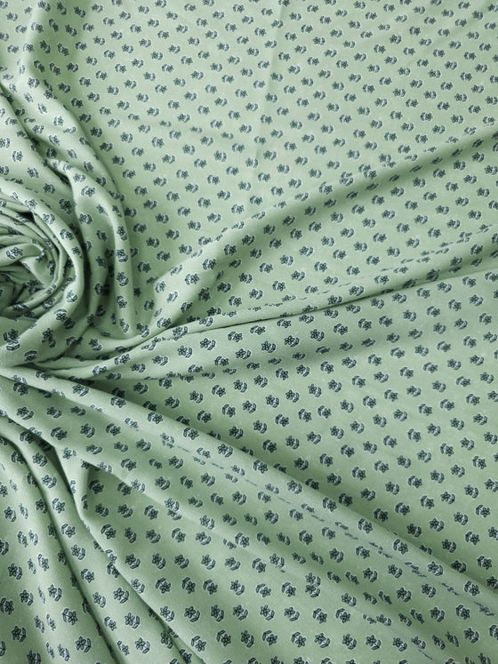 Pale Green Ditsy Floral Viscose Challis