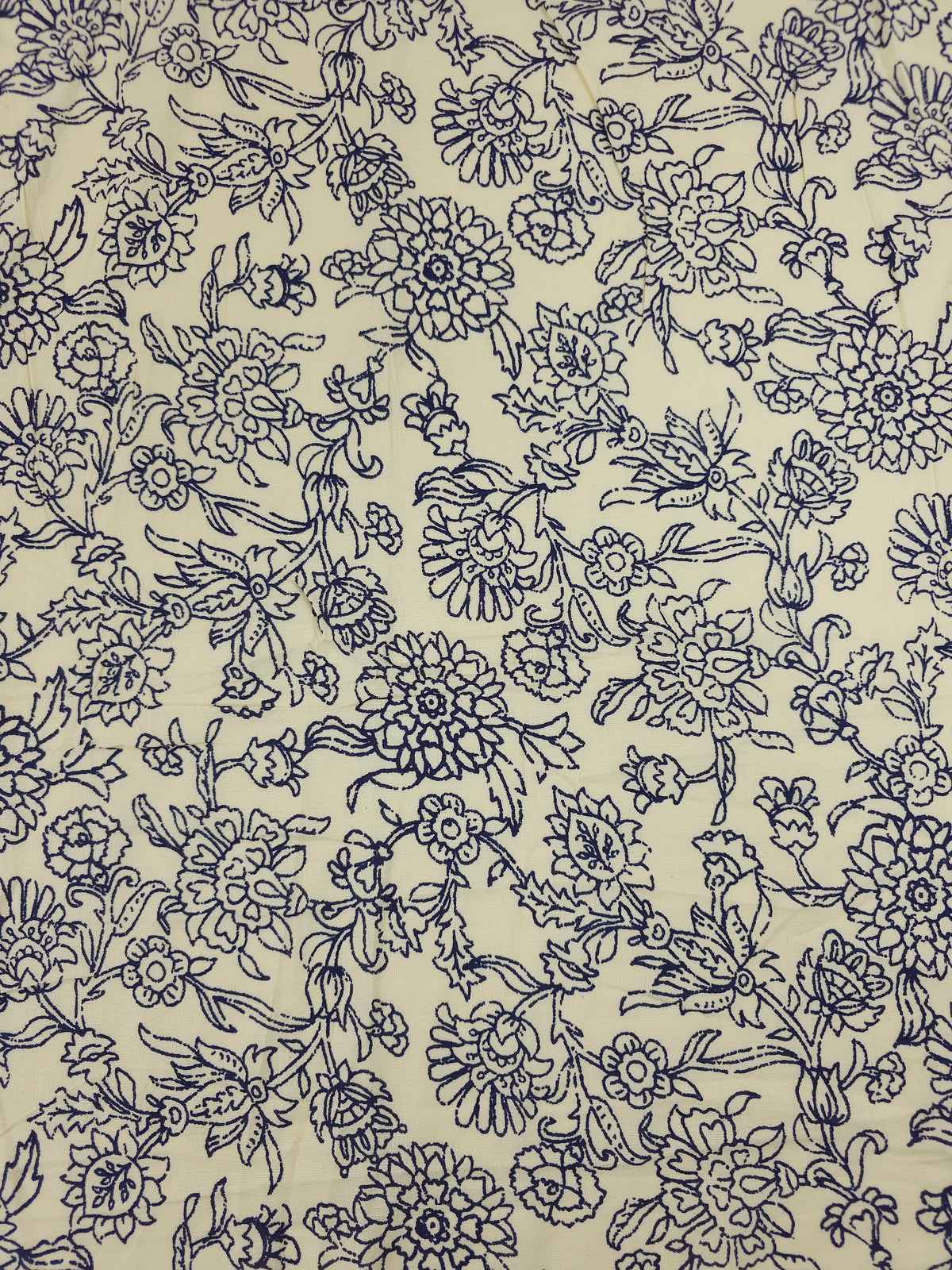 Cream/Navy Vintage Floral Party Viscose Challis
