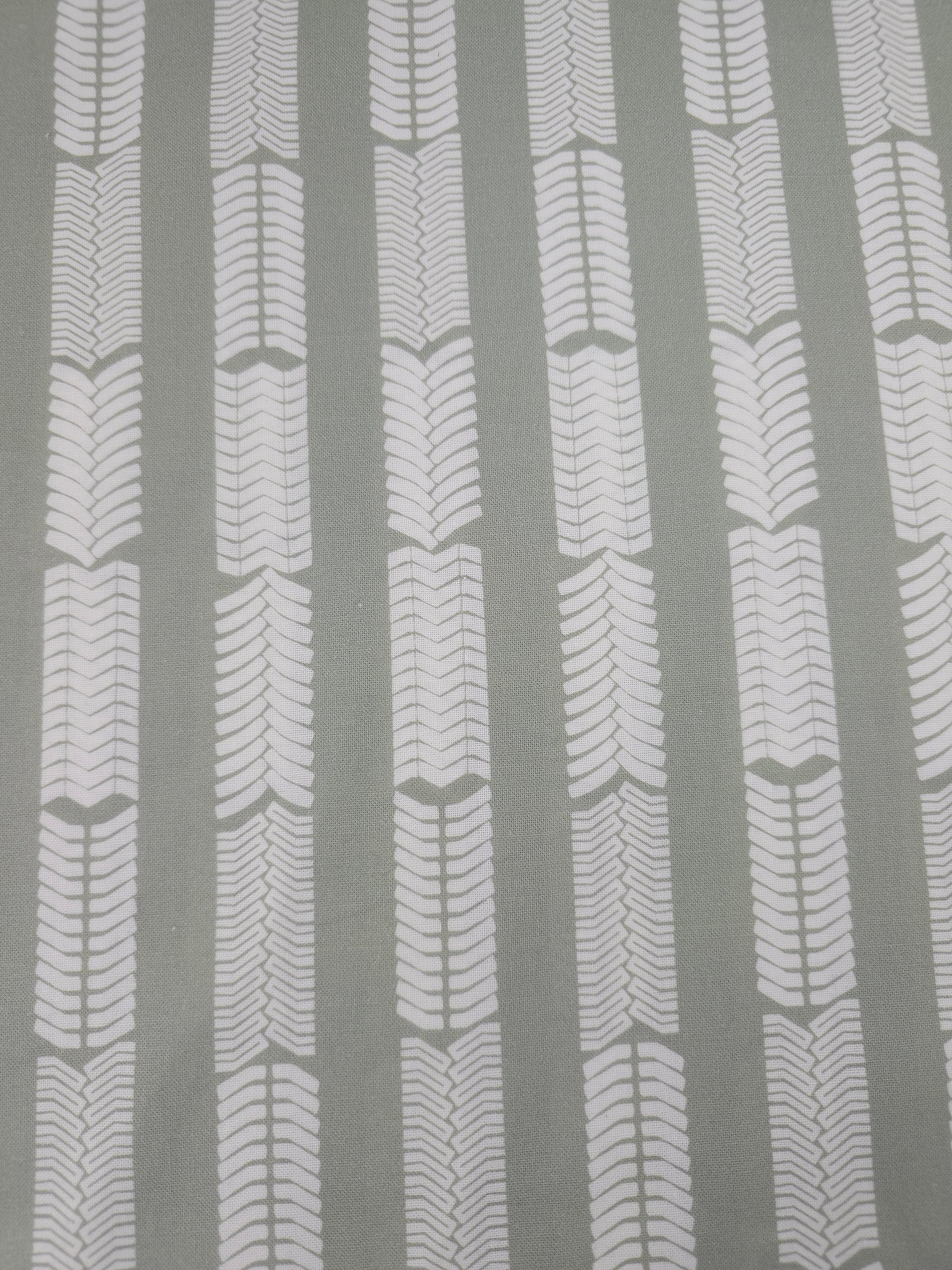 Sage Patterned Skeleton Herringbone Stripe 100% Cotton