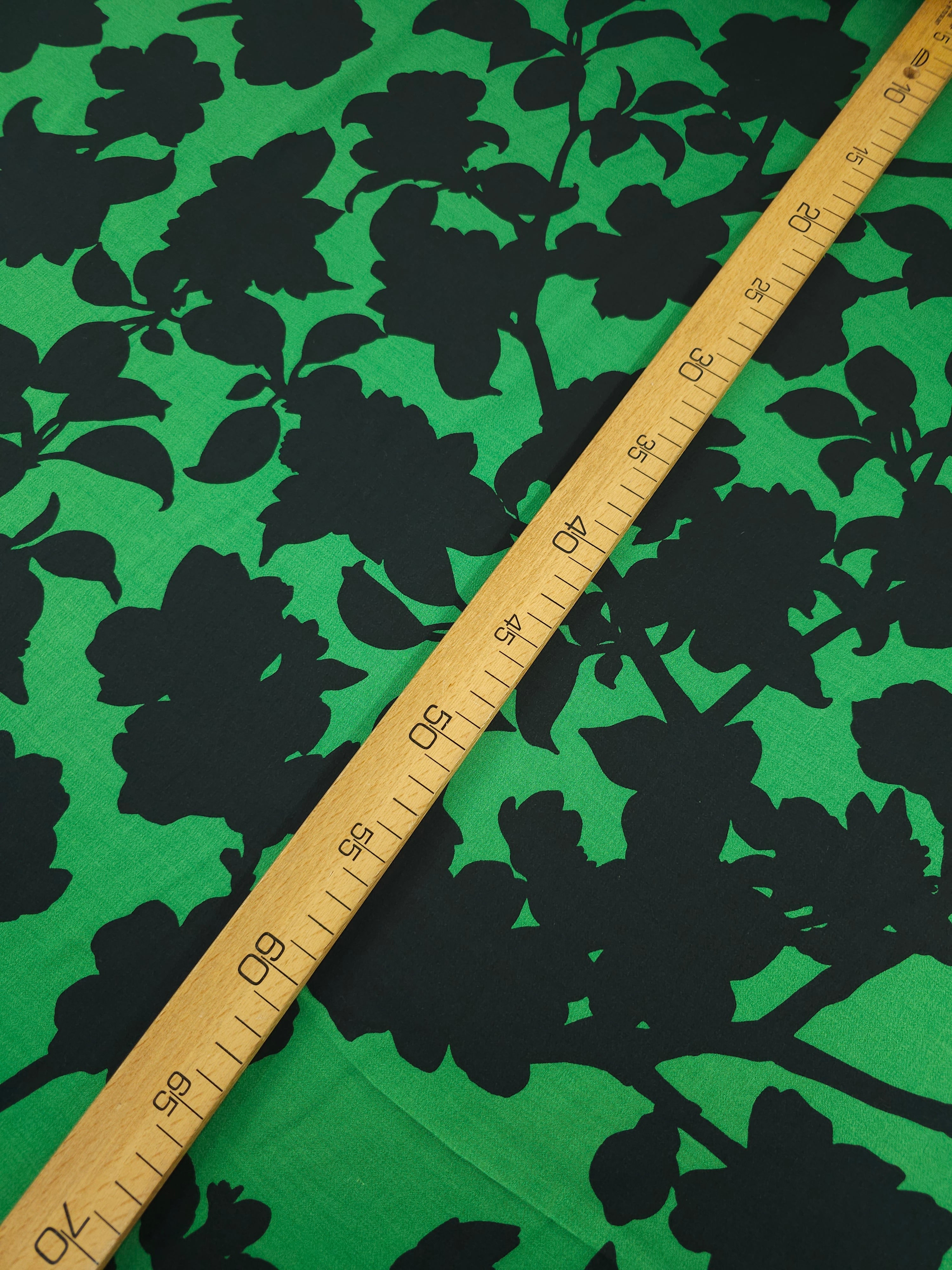 Green/Black Floral Crepe Backed Satin