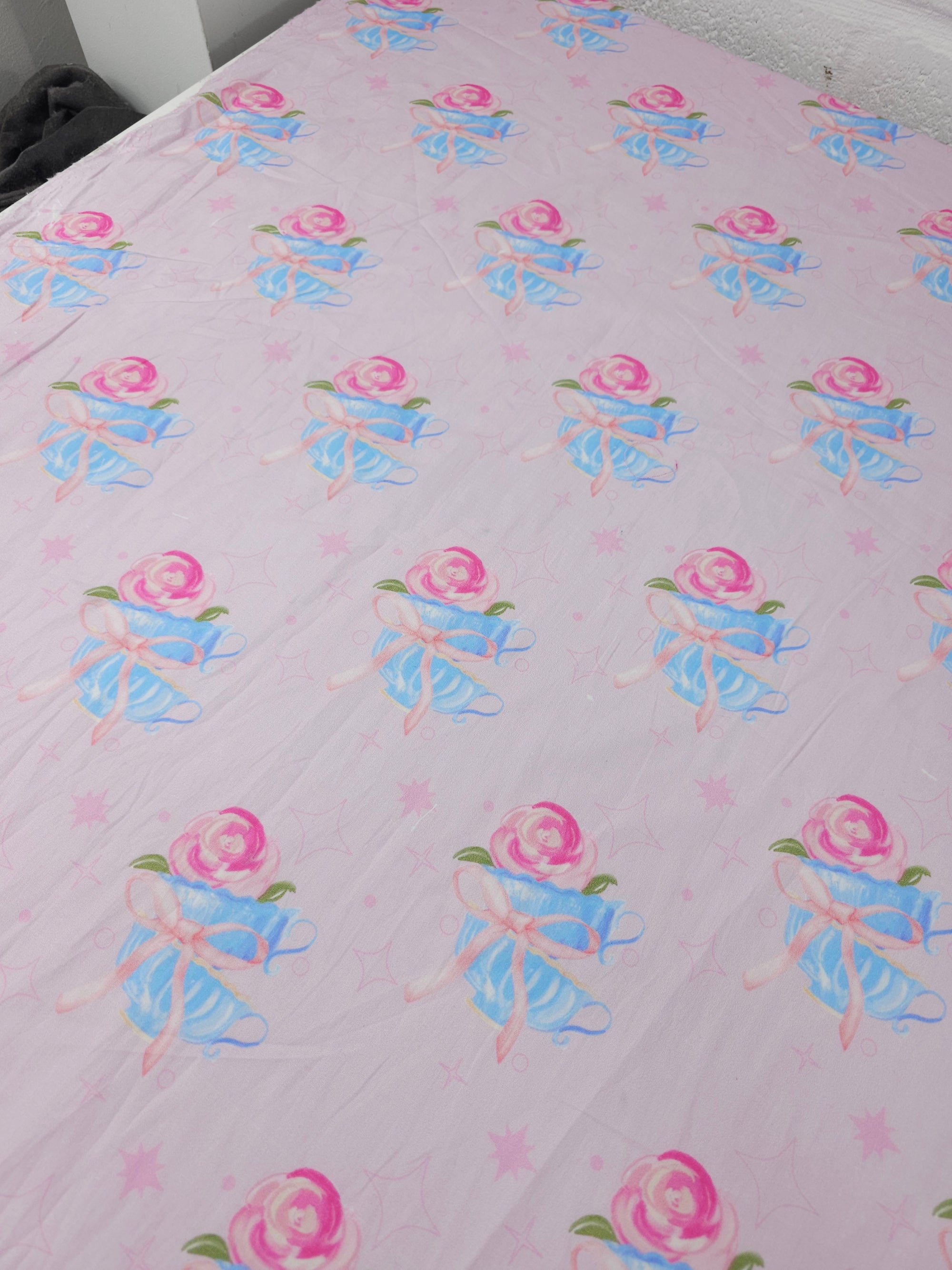 Pink Vintage Teacup Rose Lightweight Cotton
