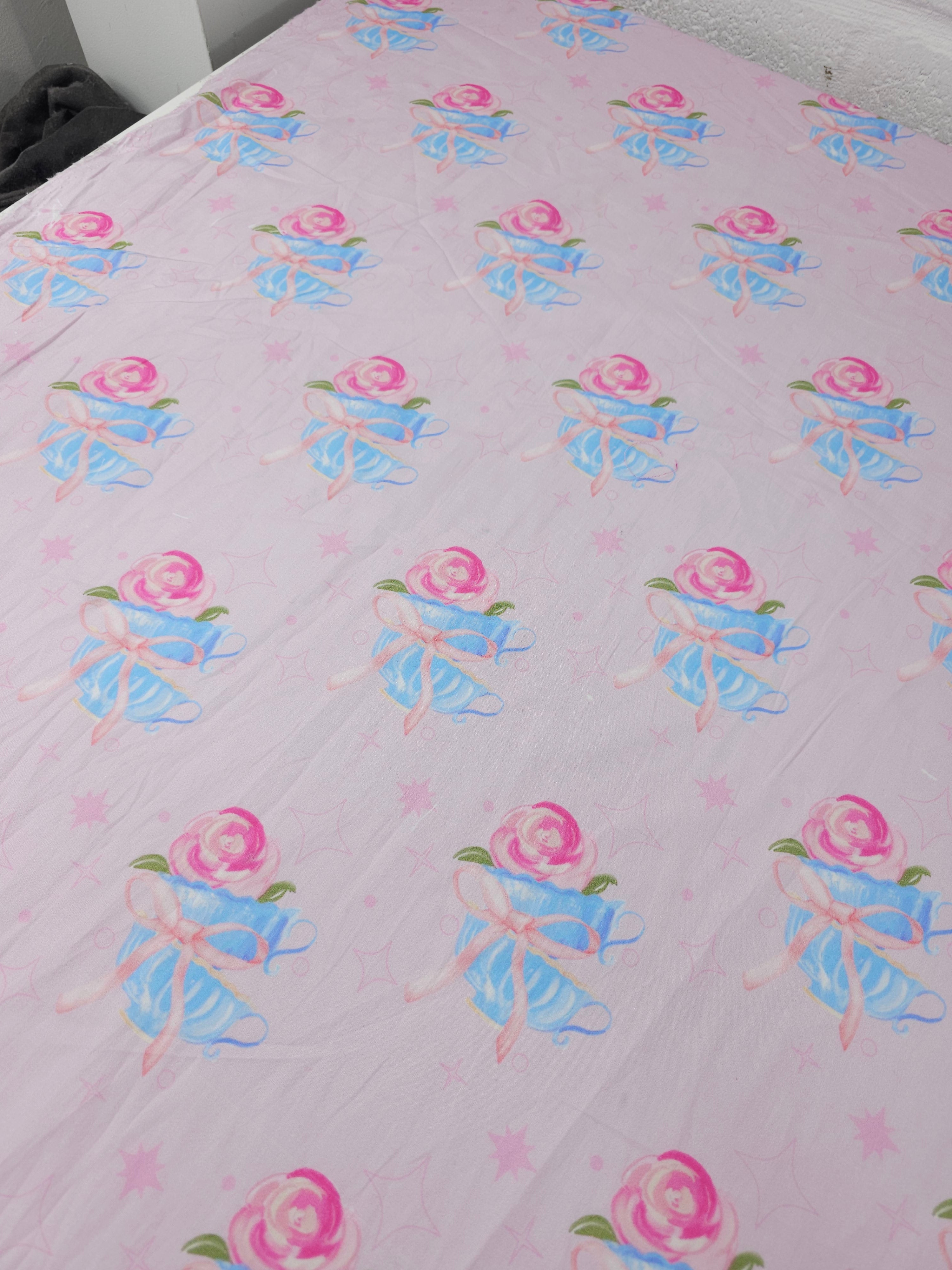Pink Vintage Teacup Rose Lightweight Cotton