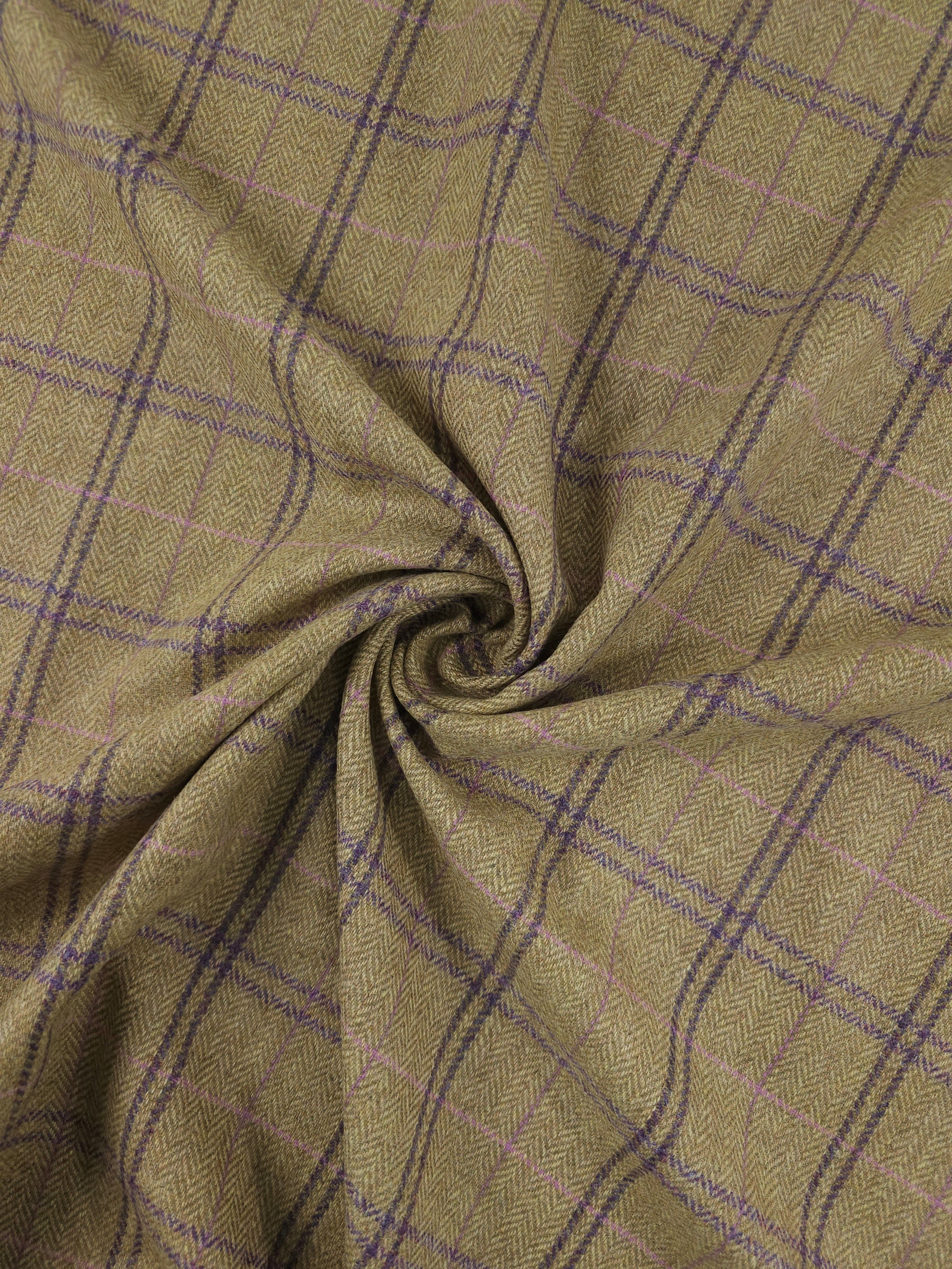 Purple/Sand Tartan Check Soft 100% Wool *ABRAHAM MOON*
