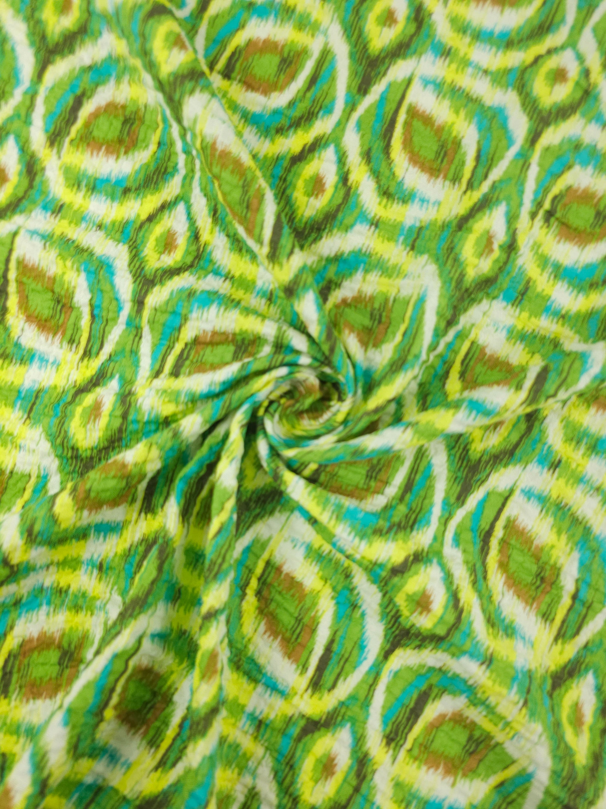 Green Abstract Blur Circle Crinkle Double Gauze