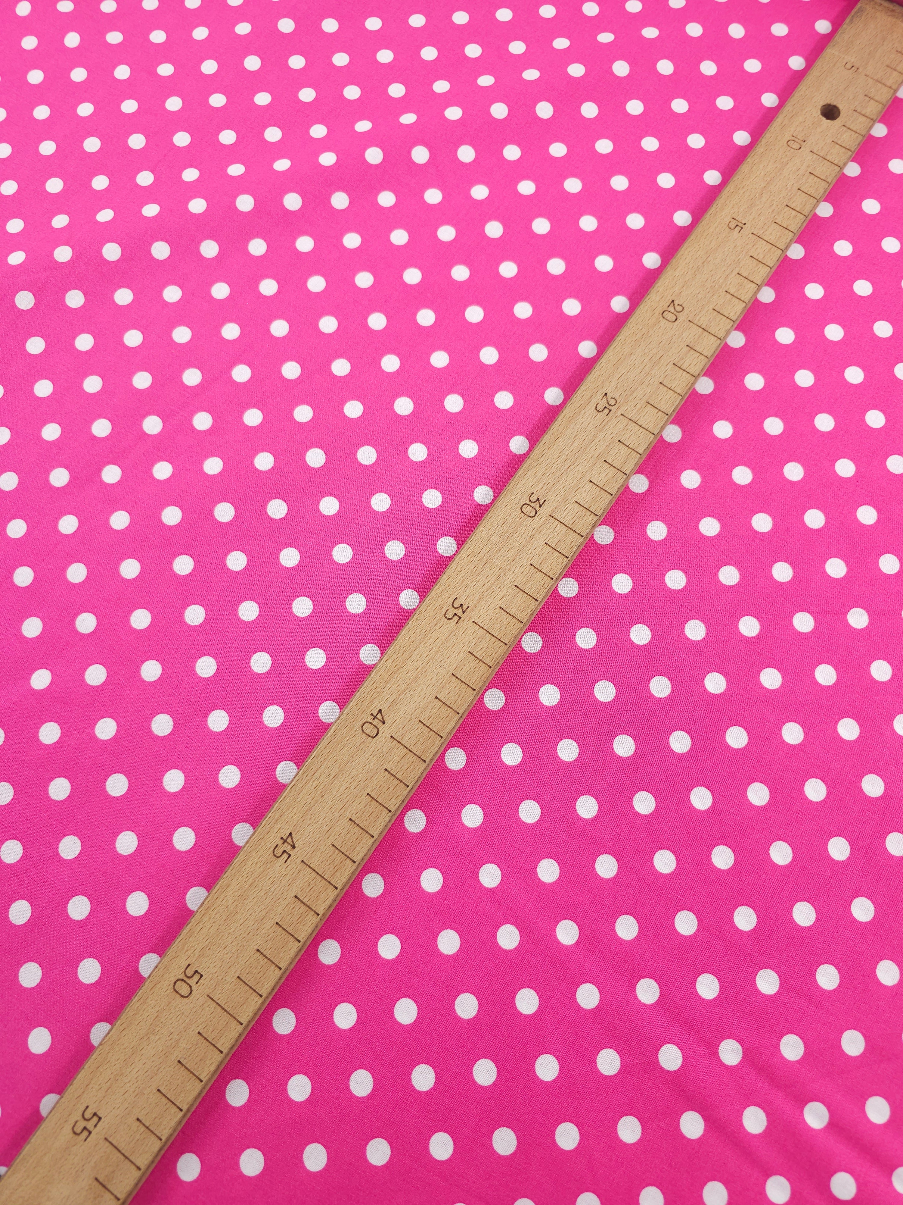 Bright Fuchsia Pink Small Polka Spot Lightweight Cotton 55"