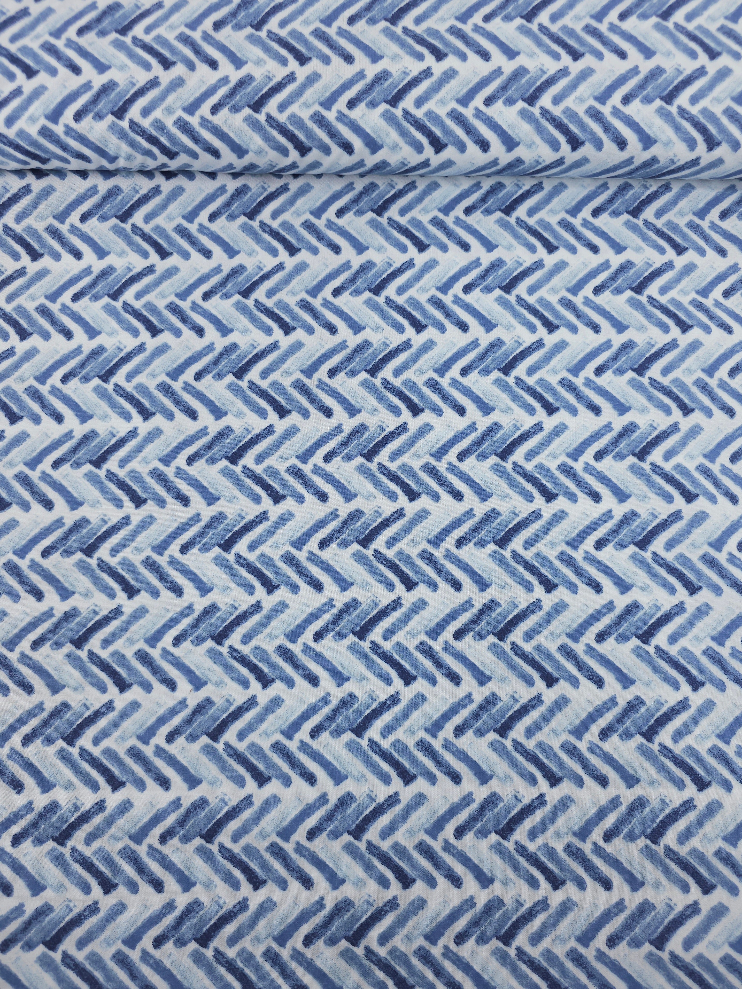 Pale Blue Abstract Herringbone 100% Cotton 118" *EXTRA WIDE*