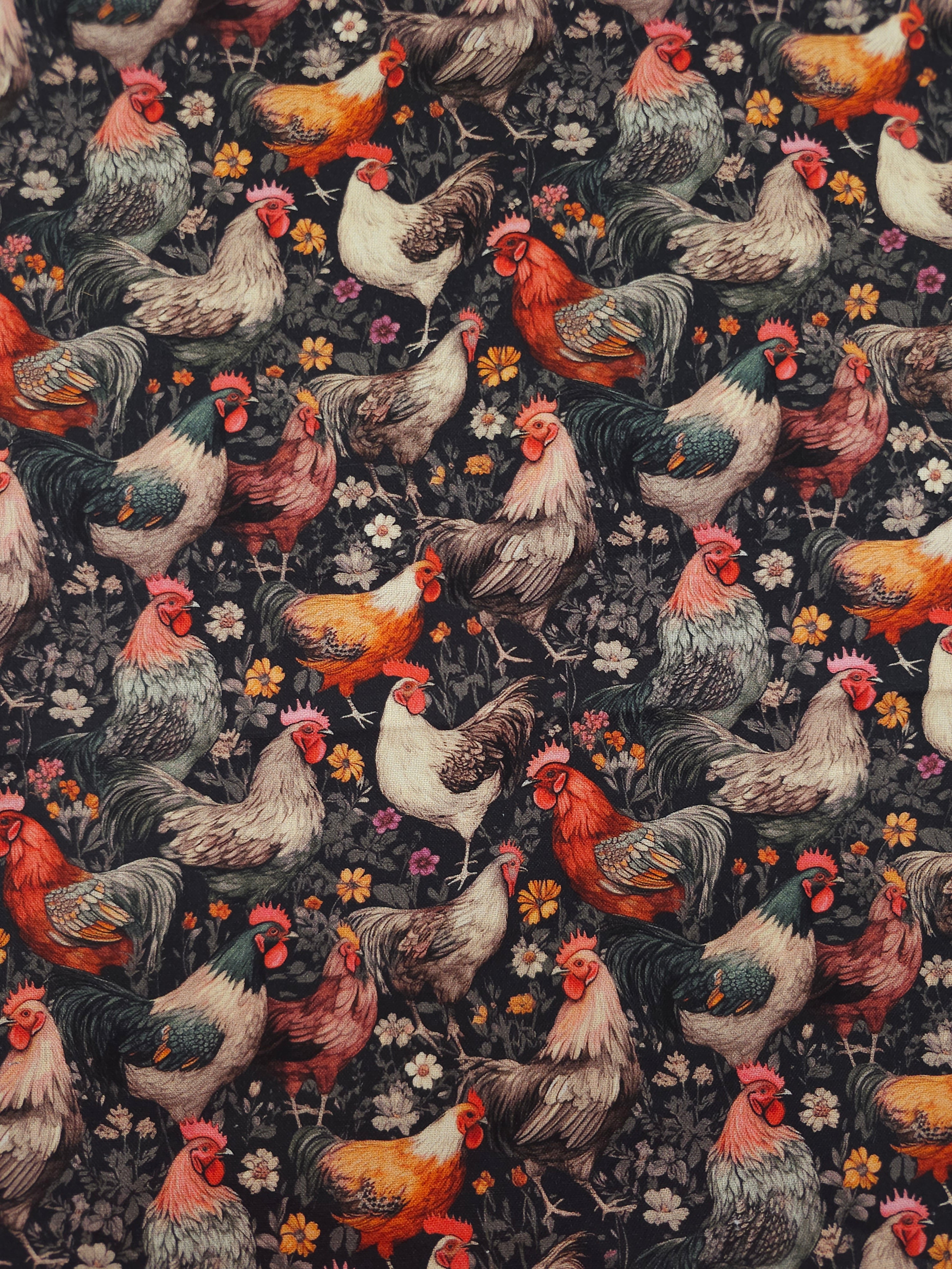 Floral Rooster Field 100% Cotton - 1.80m Piece