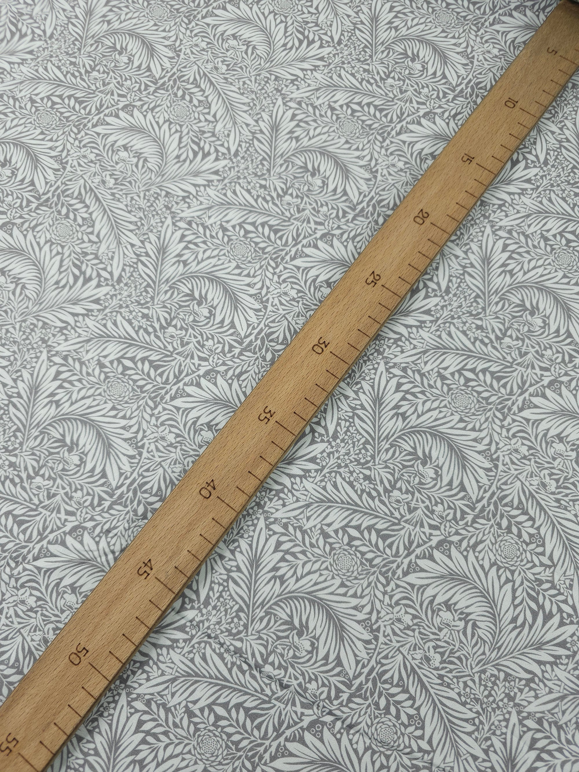 Grey/White Floral Twine 100% Cotton 106" - William Morris *EXTRA WIDE*