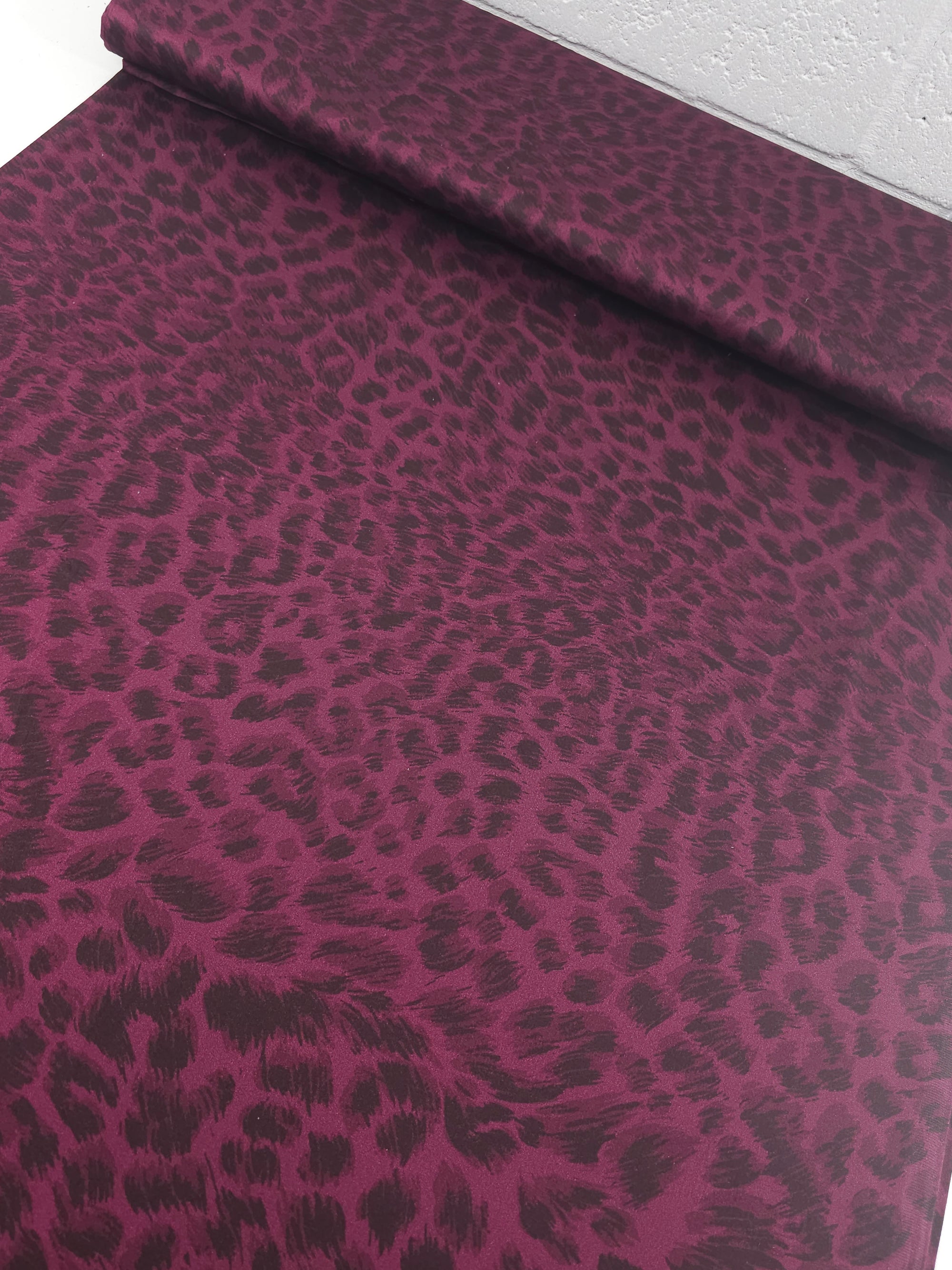Plum Static Leopard Cotton Sateen 110" *EXTRA WIDE*