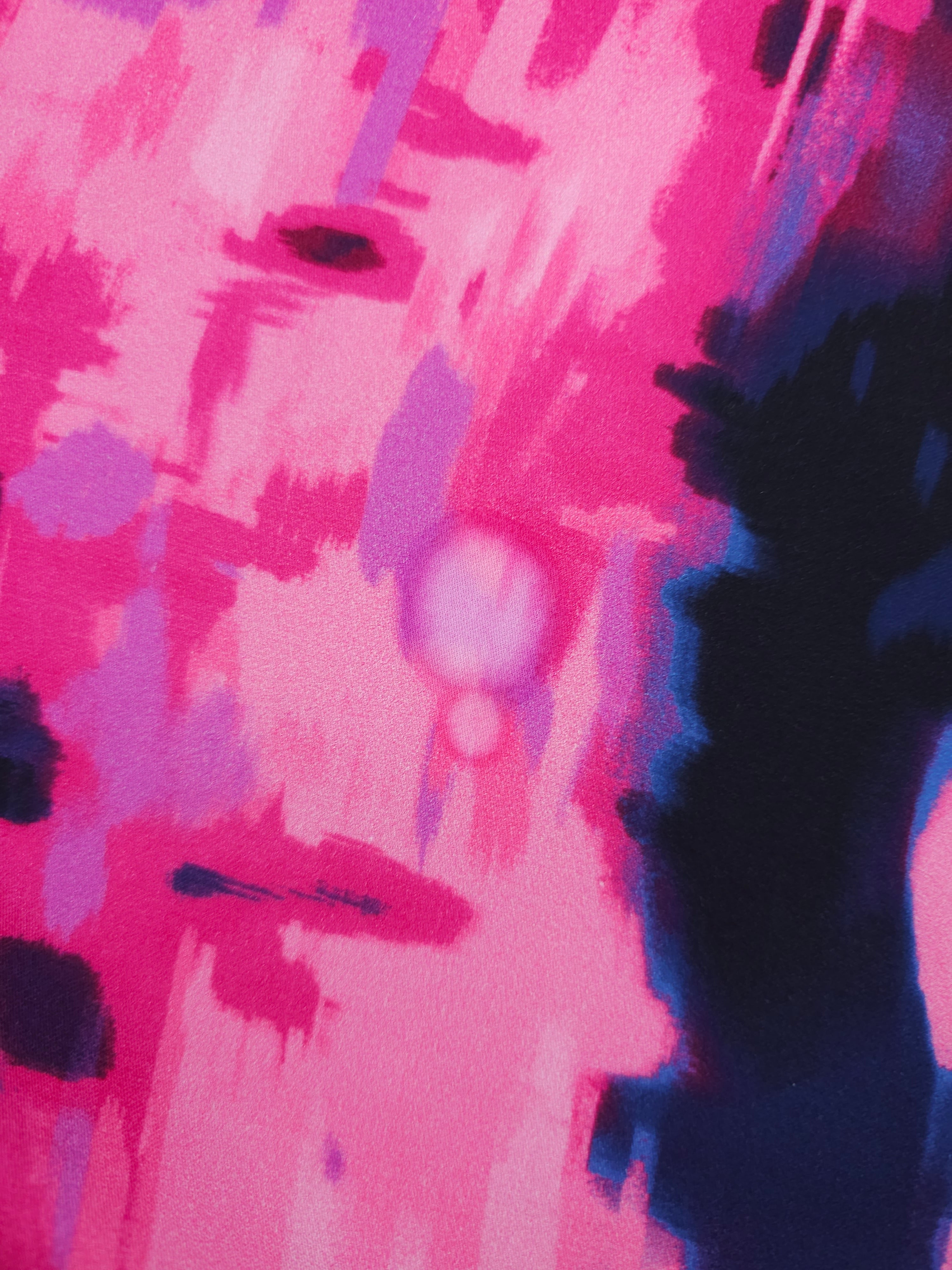 Pink/Navy Abstract Splash Viscose *DEFECT*