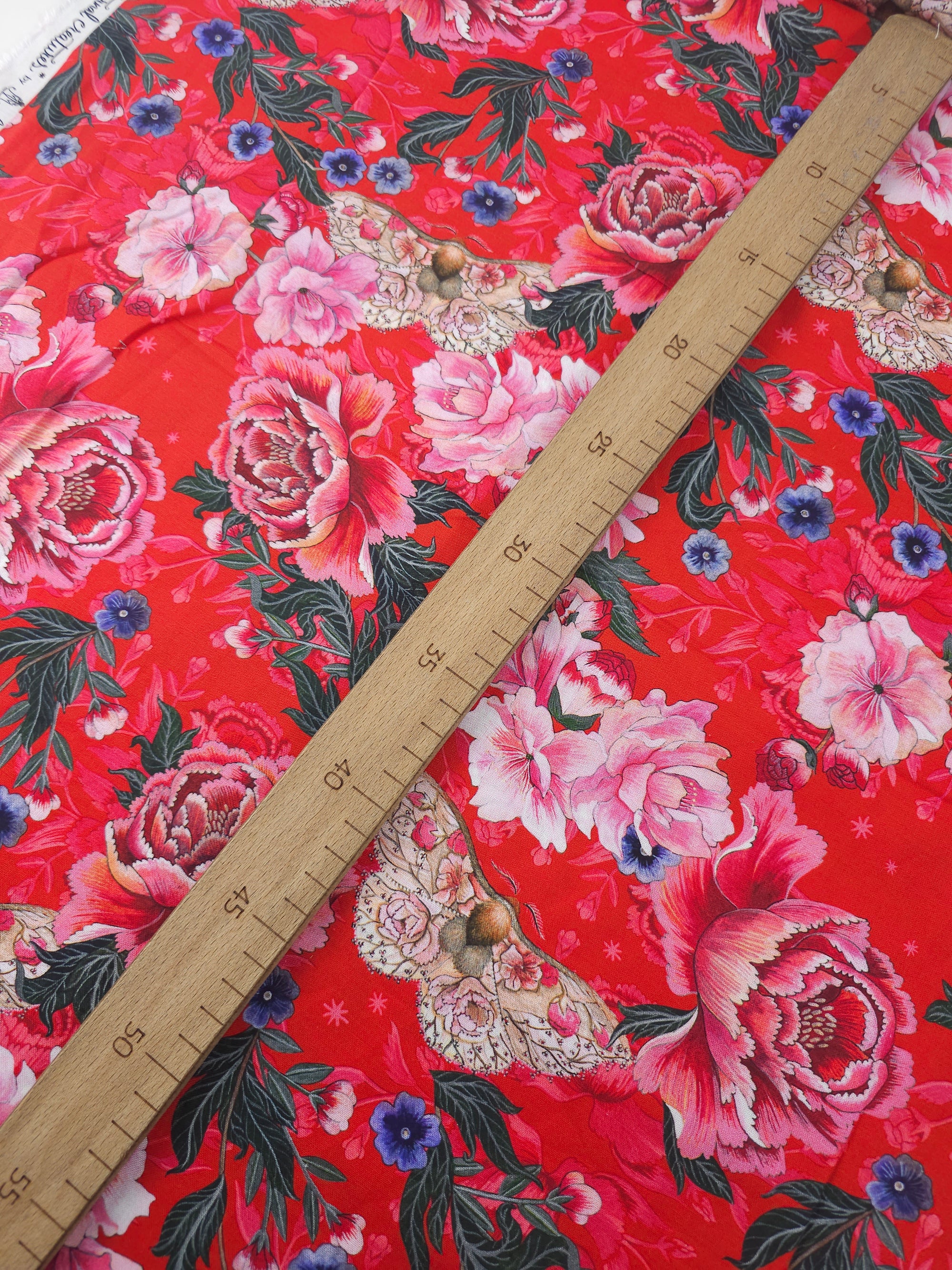 Pink/Red Floral Blossom Moth 100% Cotton - Free Spirit