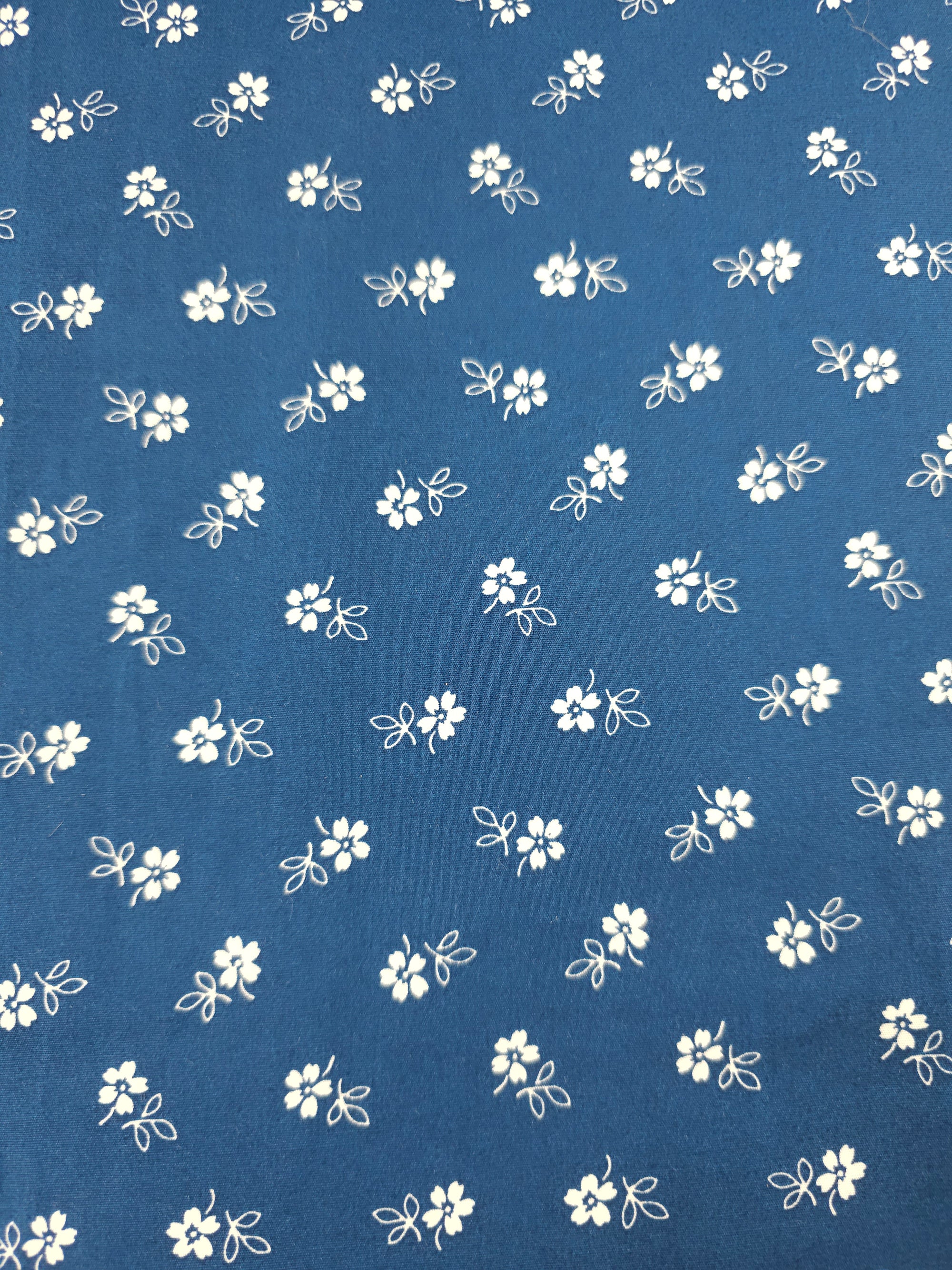 Admiral Blue Small Flower 100% Cotton