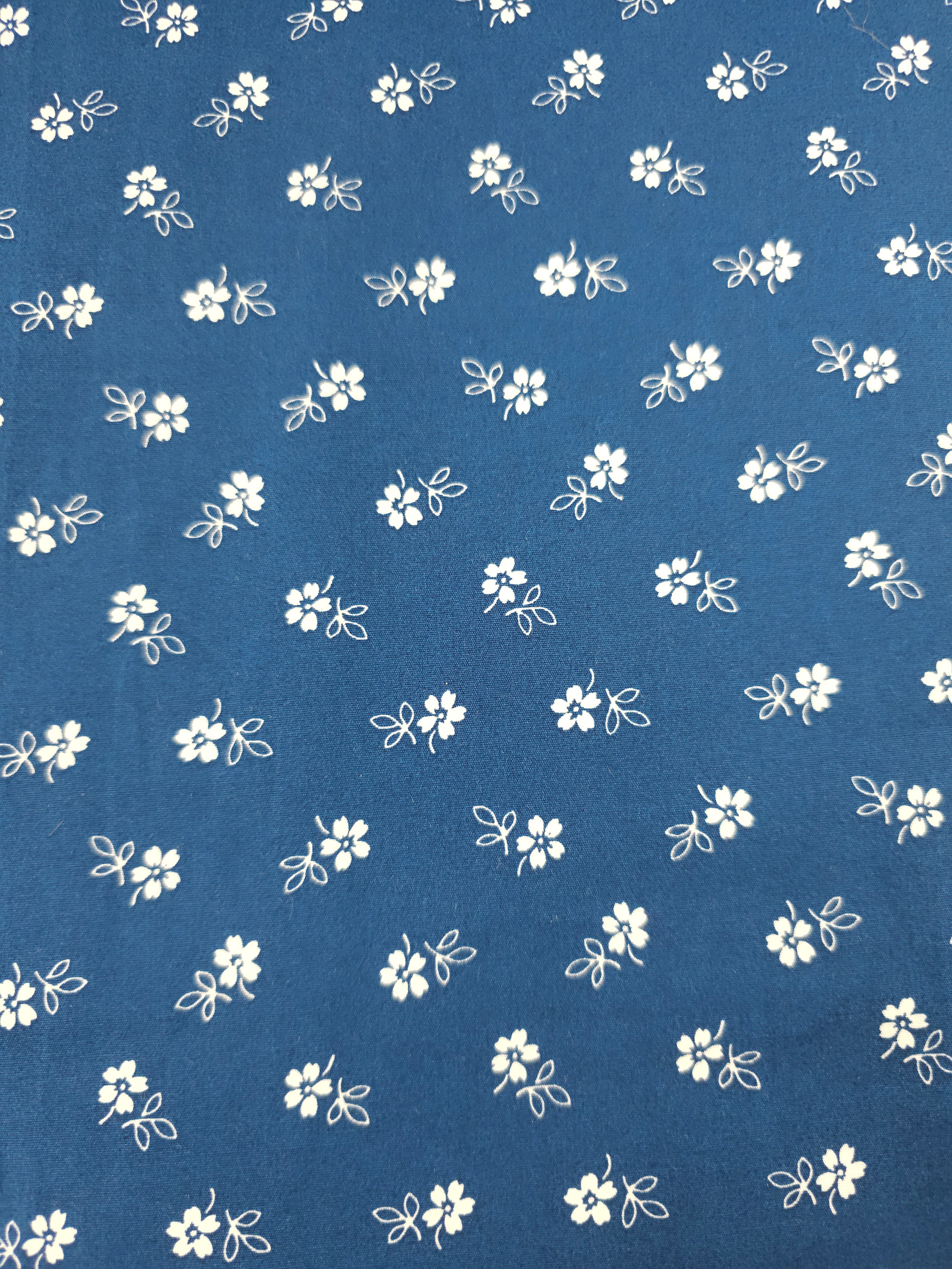 Admiral Blue Small Flower 100% Cotton