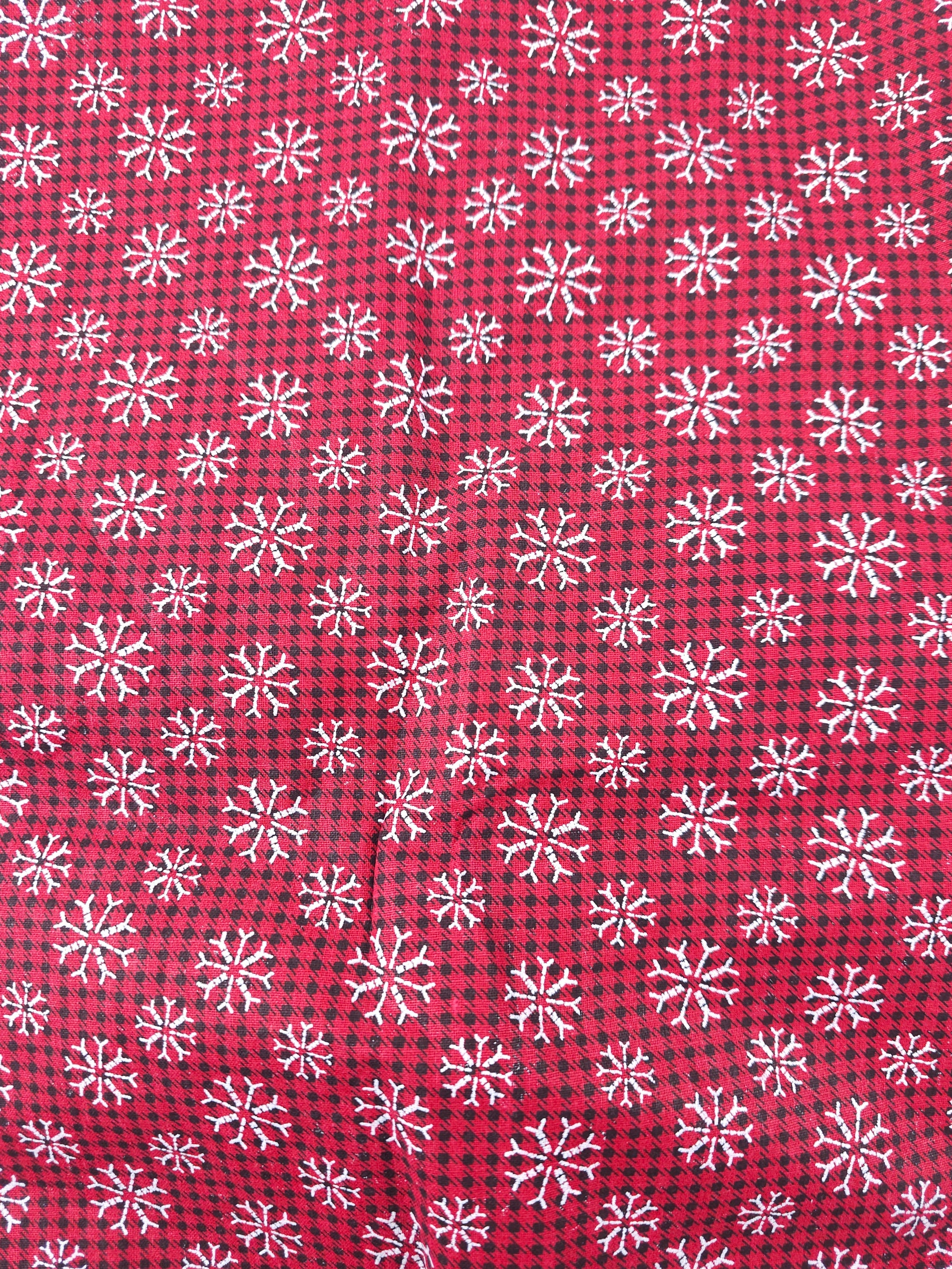 Snowflakes Red Cotton - 1m Piece