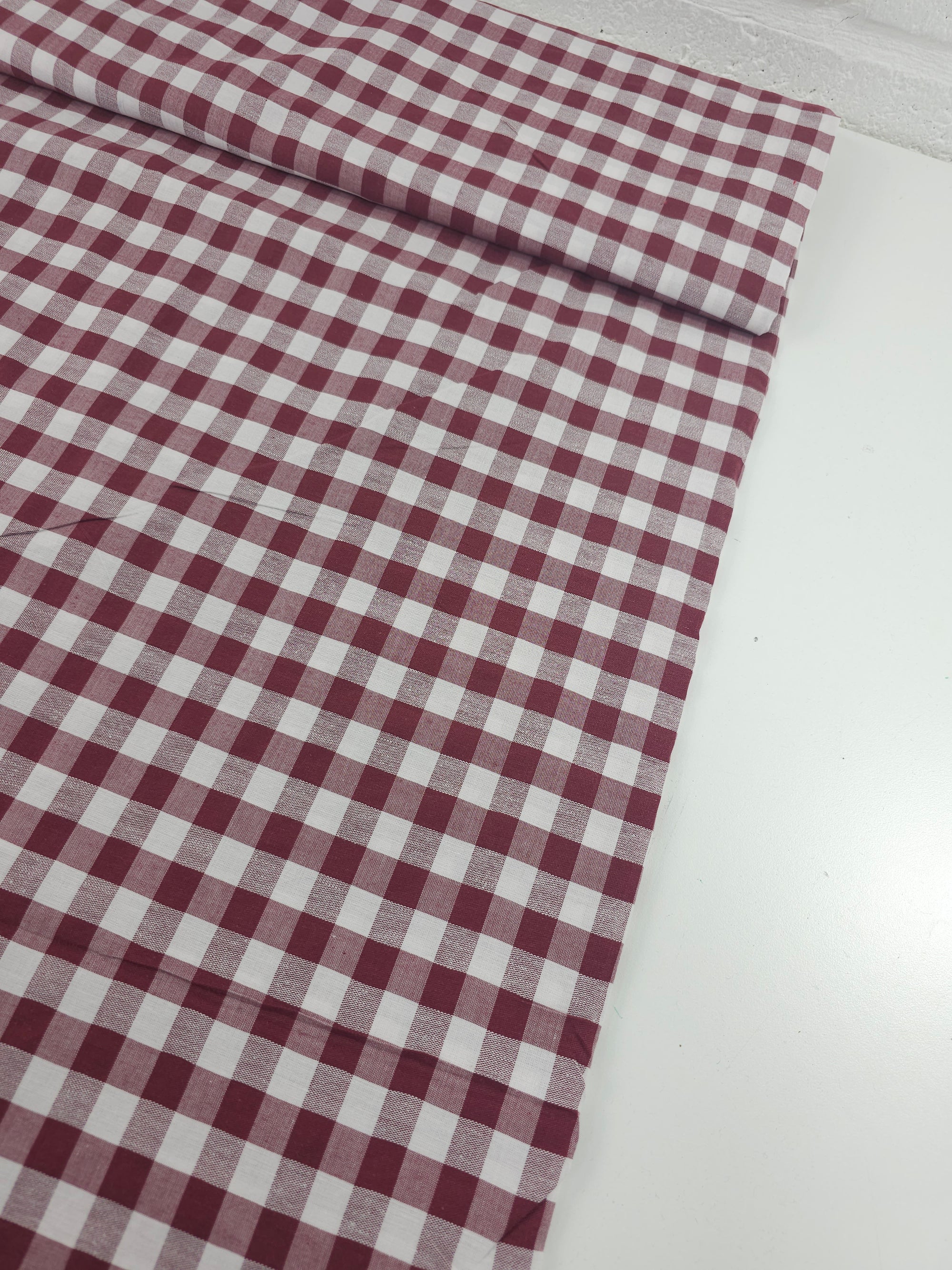 Burgundy Big Gingham 100% Cotton 86" *EXTRA WIDE*
