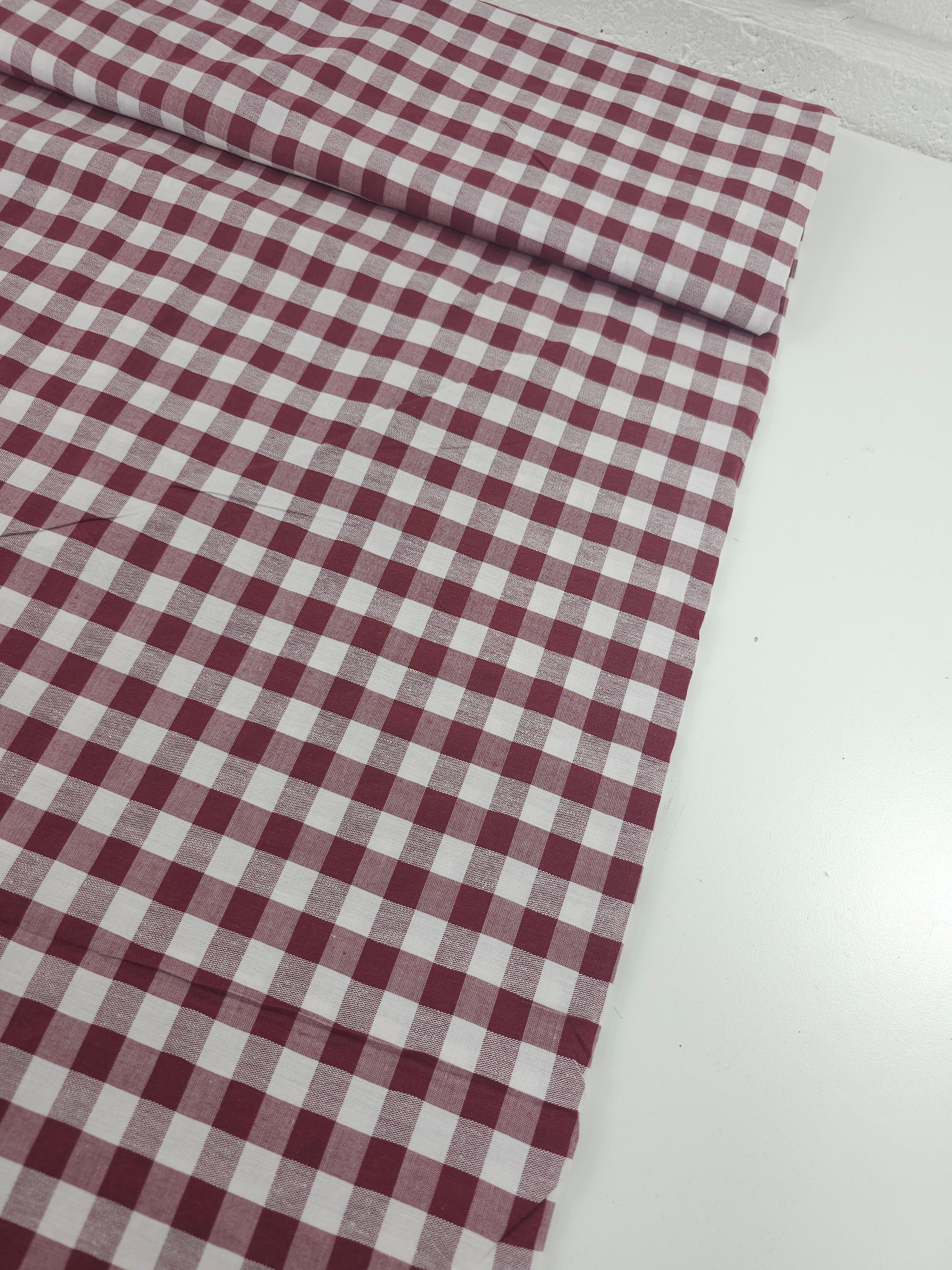 Burgundy Big Gingham 100% Cotton 86" *EXTRA WIDE*