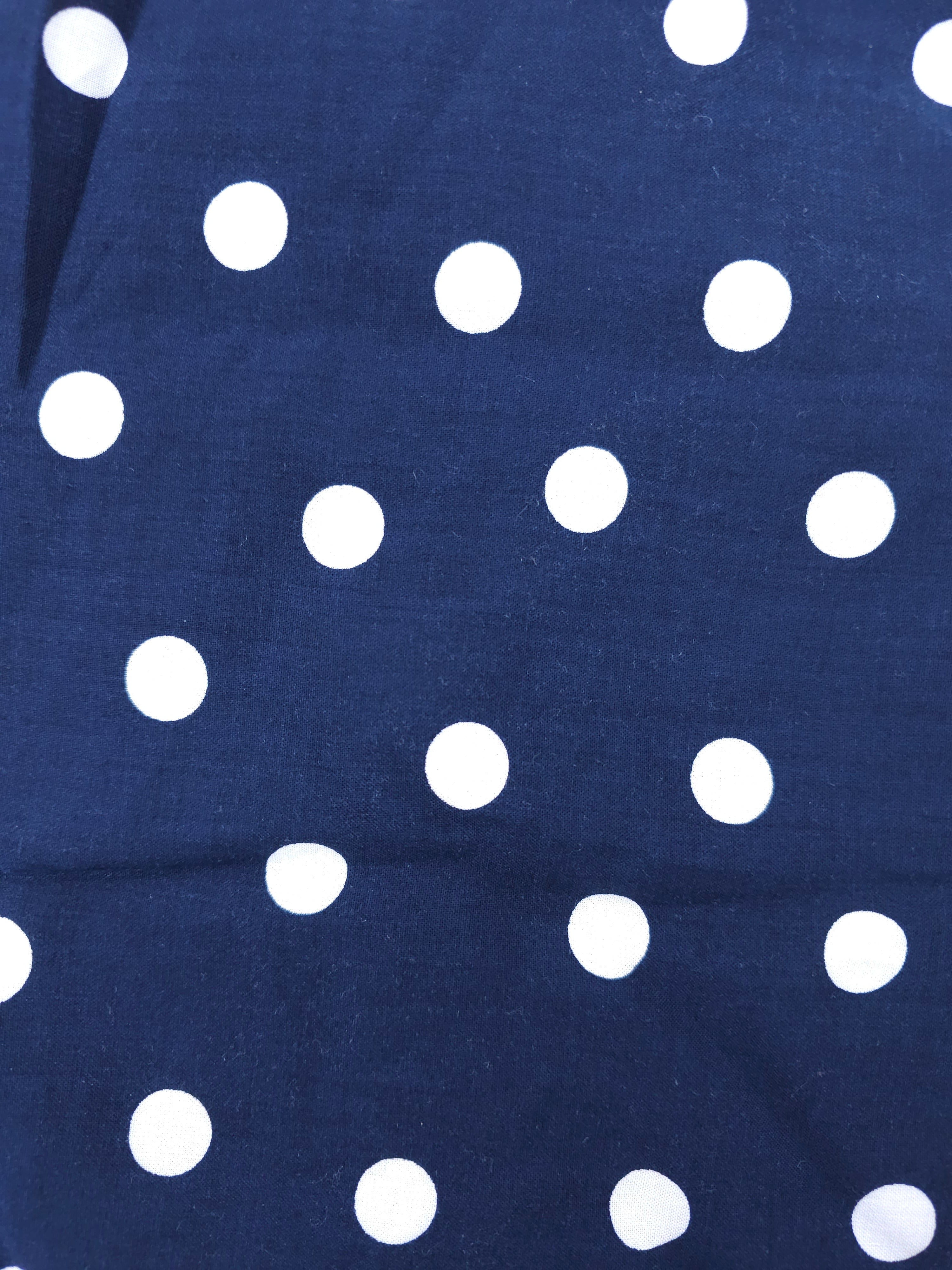 Navy polka Viscose- 5m piece