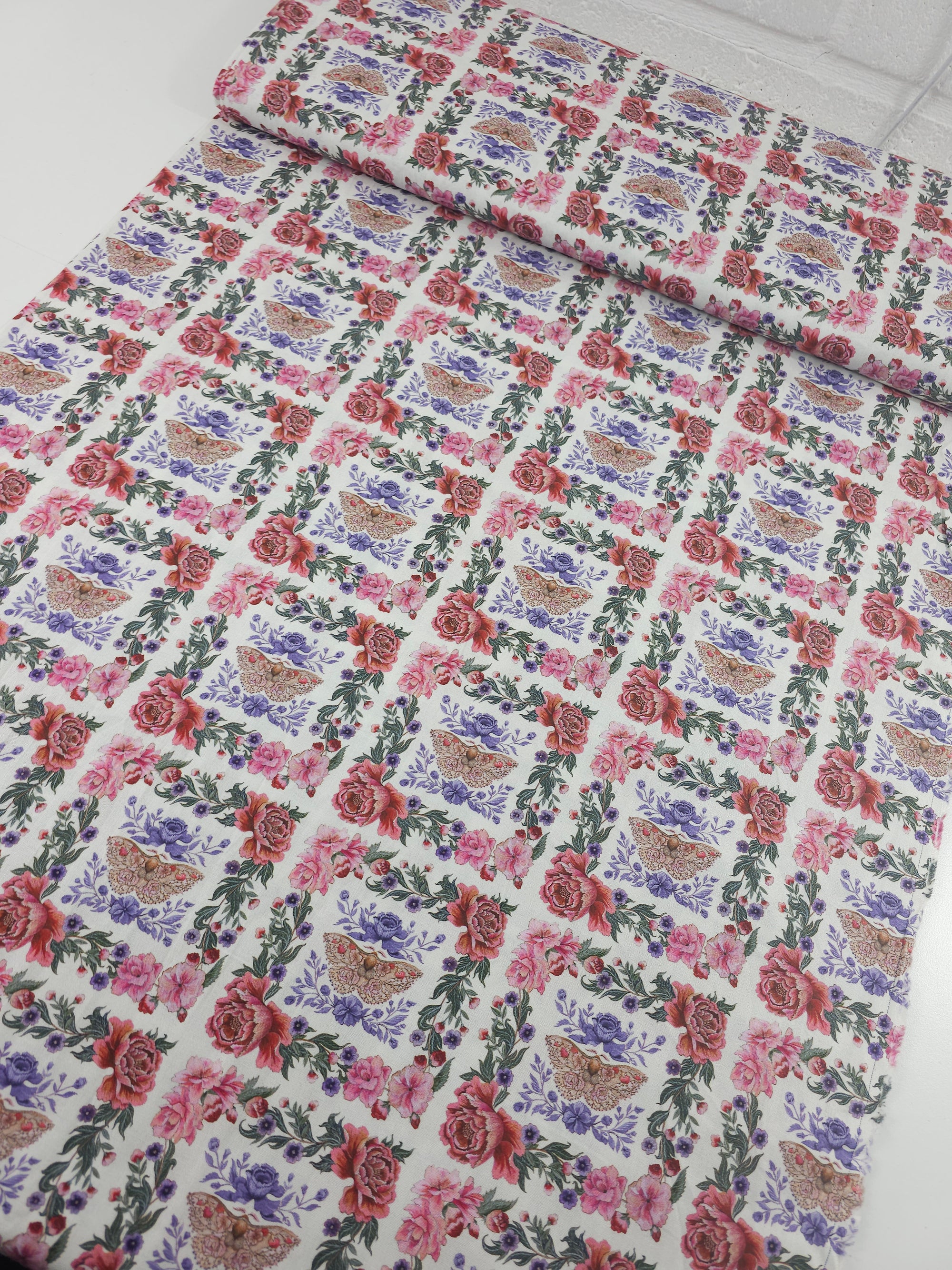 Vintage Floral Silk Moth 100% Cotton - Free Spirit