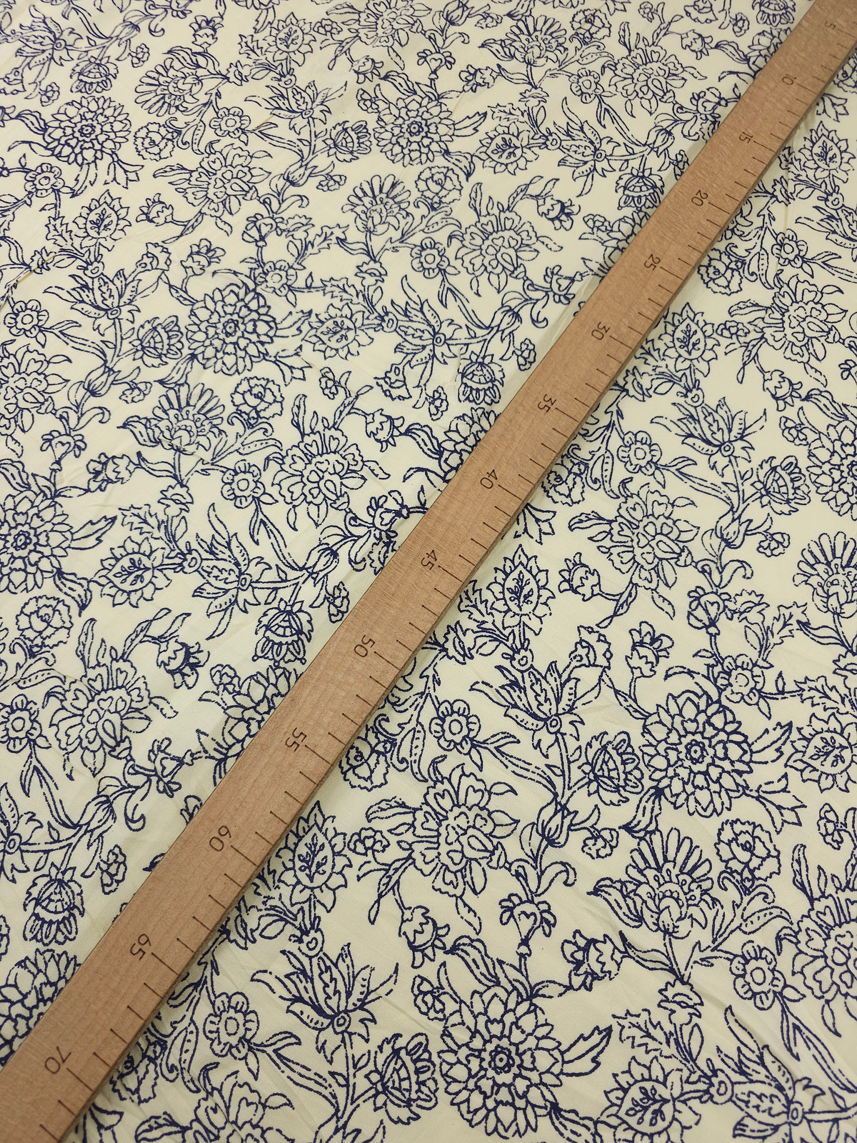 Cream/Navy Vintage Floral Party Viscose Challis