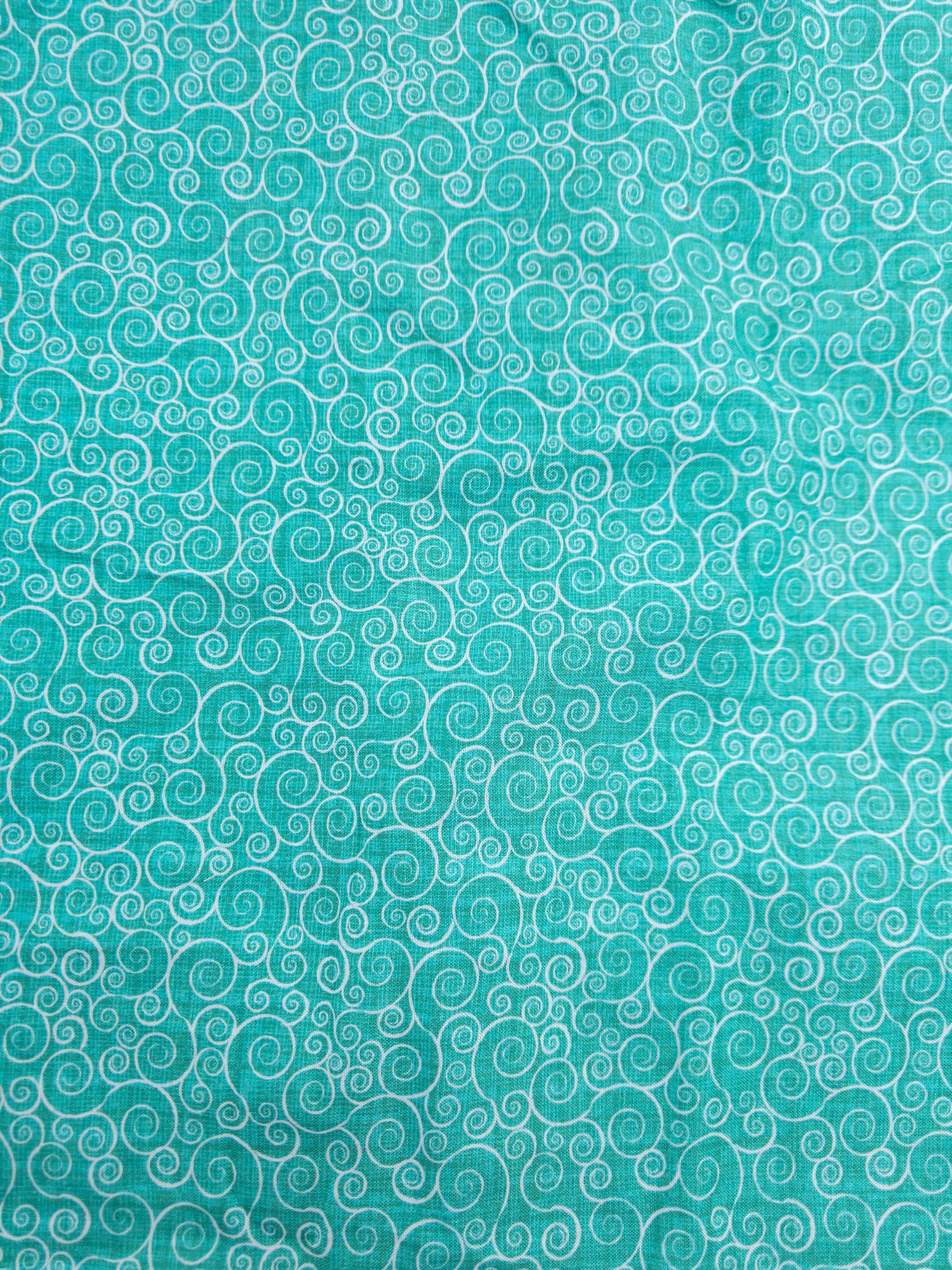 Turquoise Swirls Cotton - 3.6m Piece