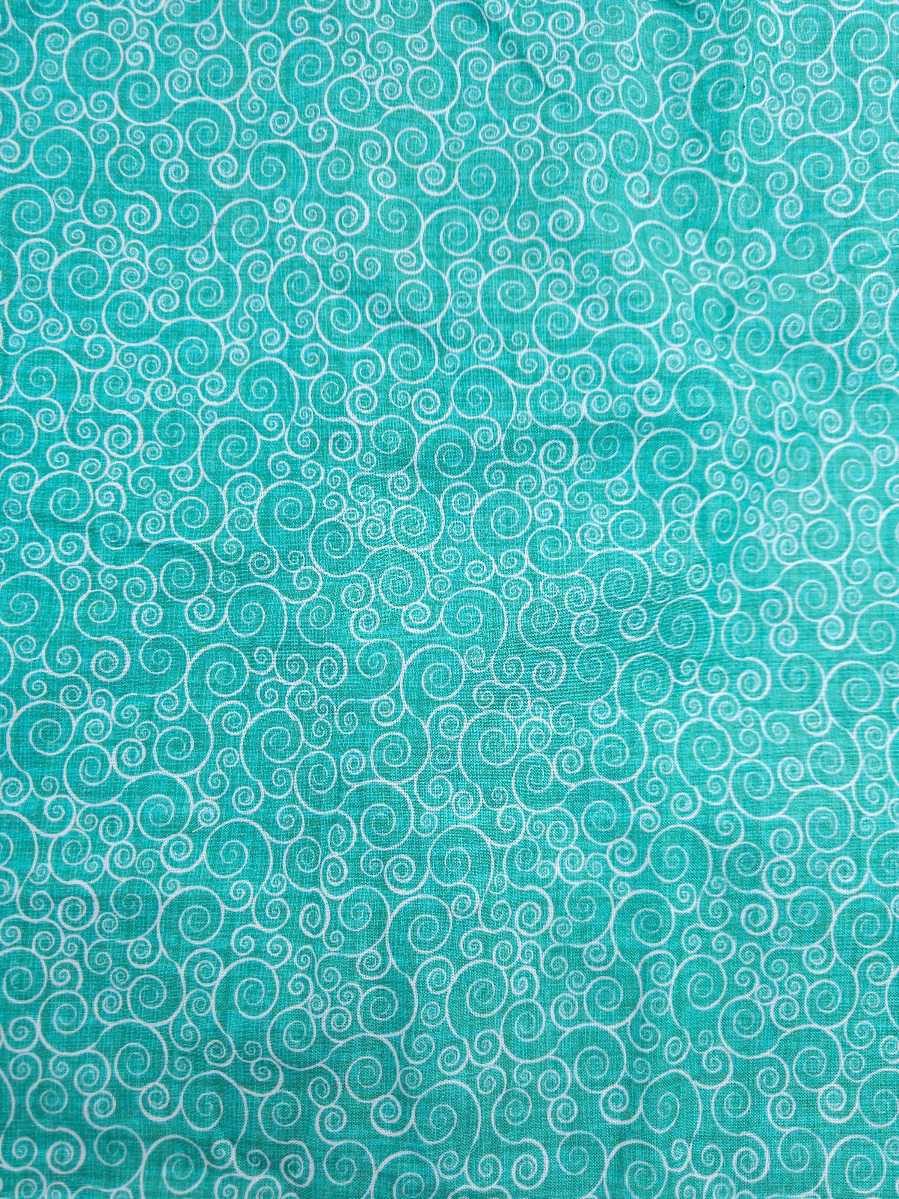 Turquoise Swirls Cotton - 3.6m Piece