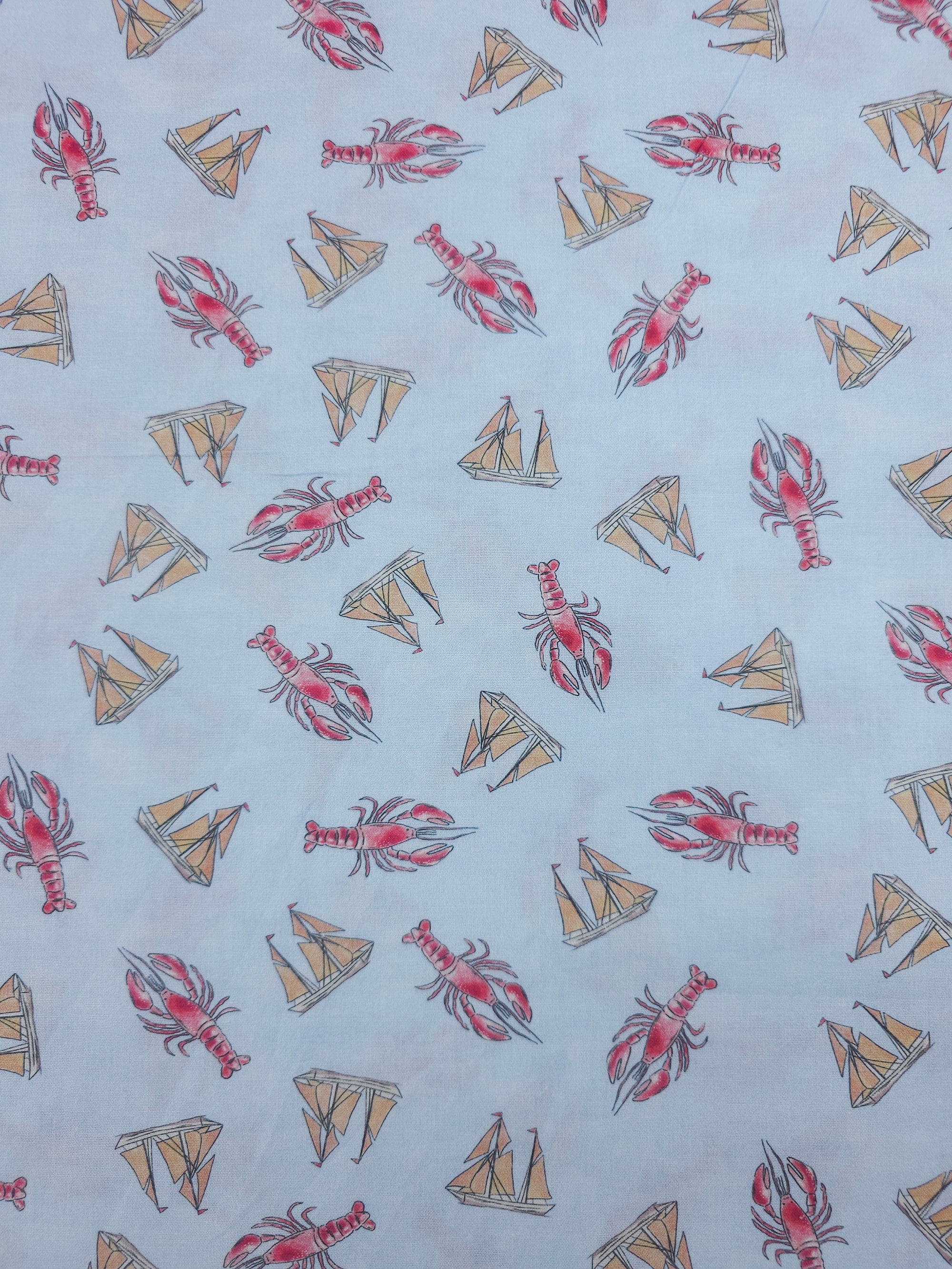 Light Blue Lobster Boat 100% Cotton - Joann