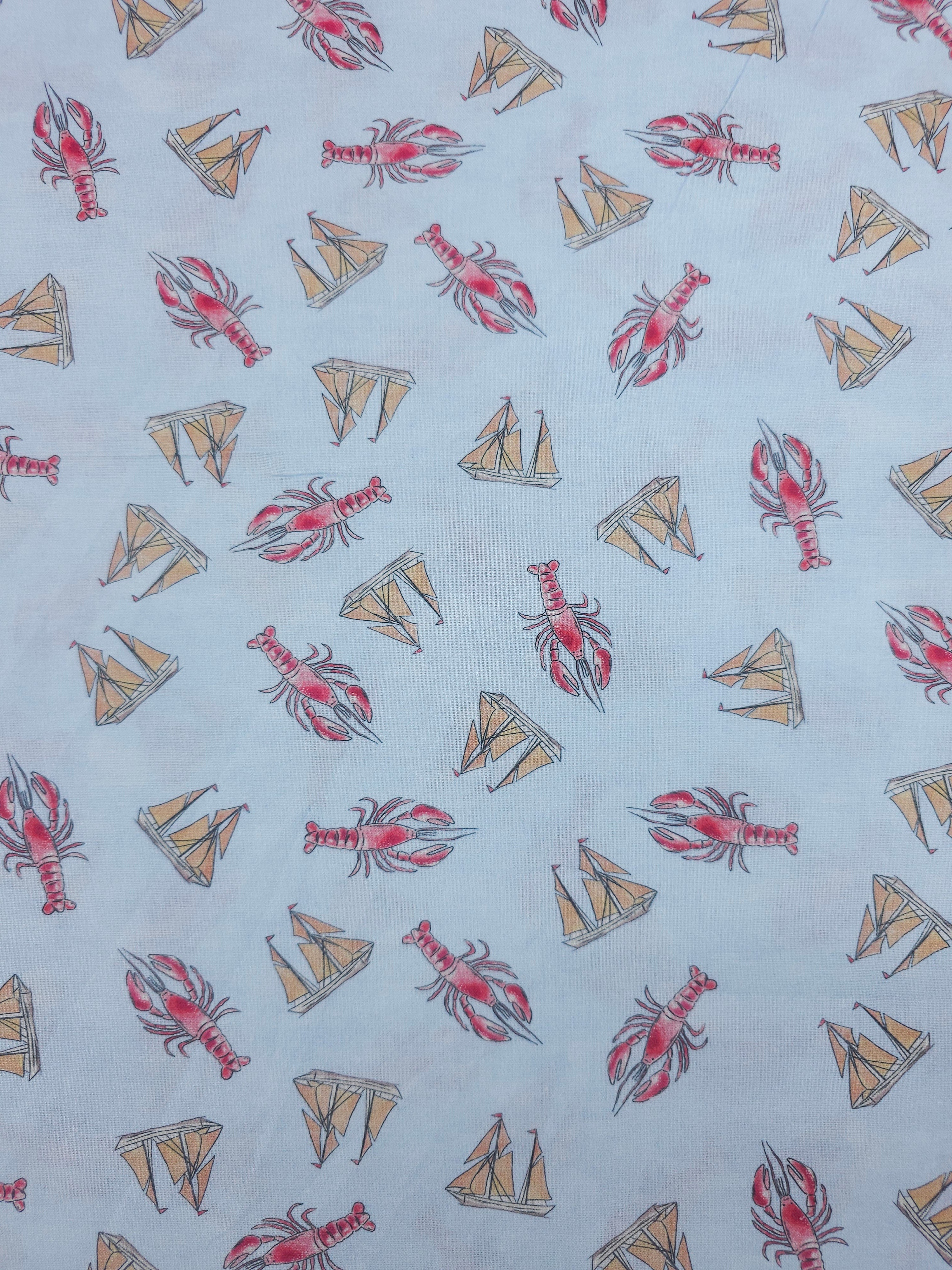 Light Blue Lobster Boat 100% Cotton - Joann
