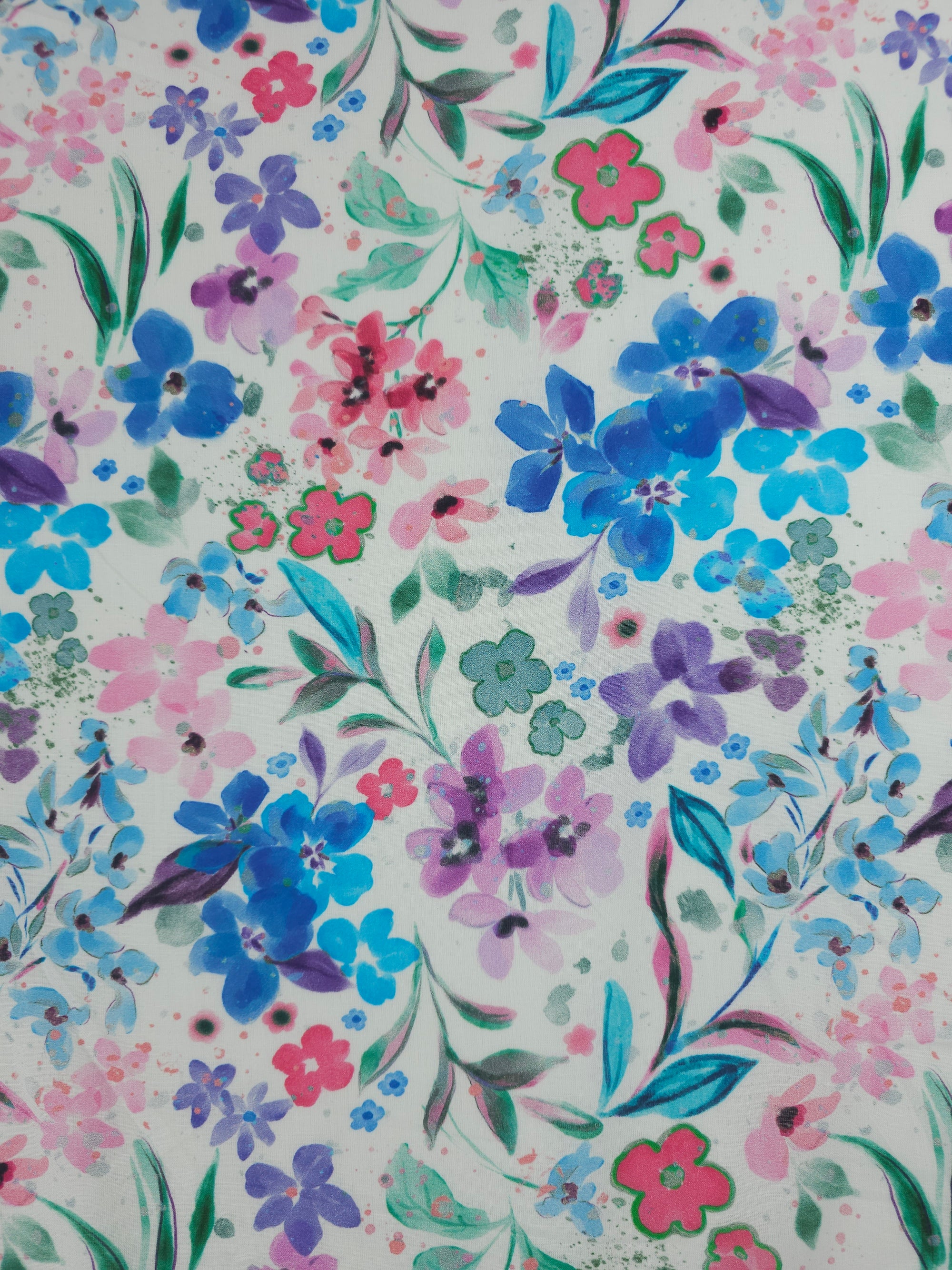 Watercolour Floral Meadow Cotton Voile
