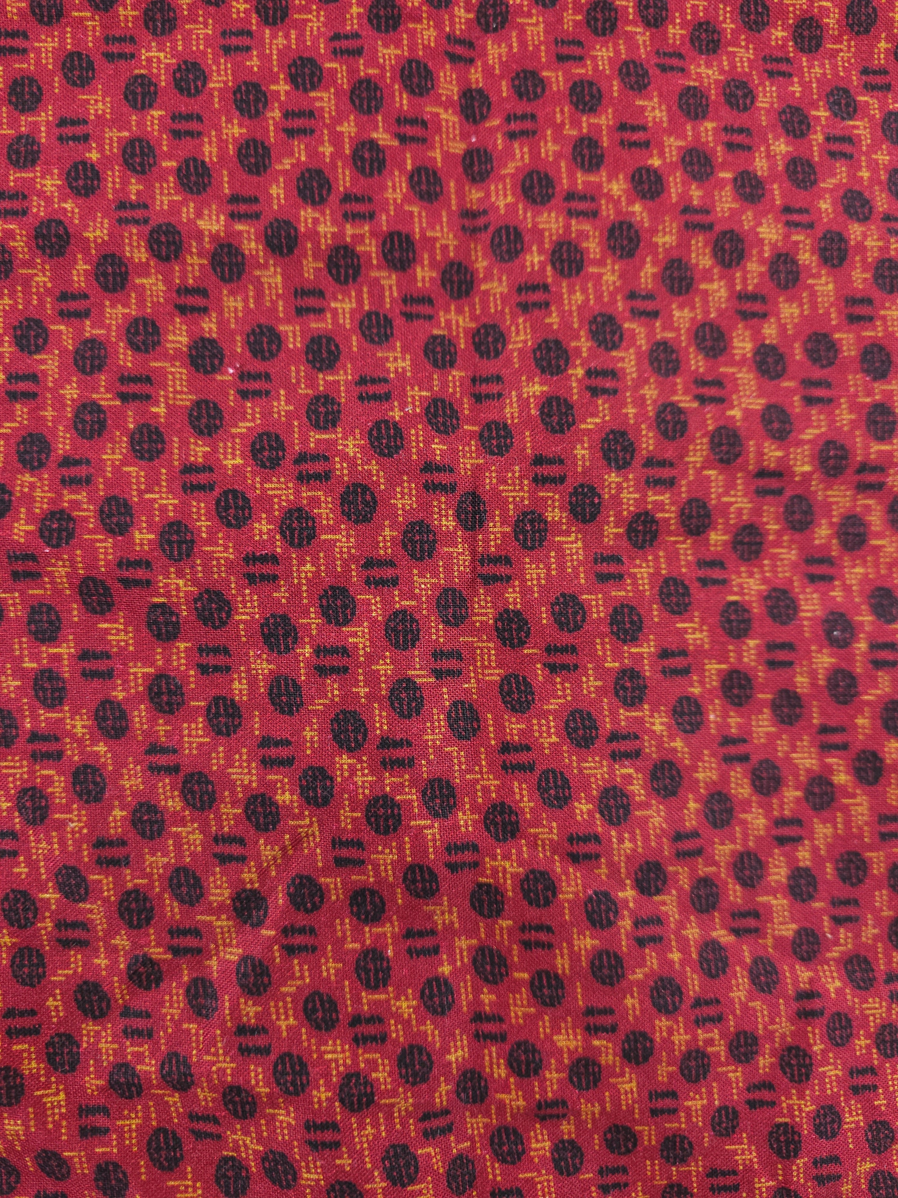 Maroon Mosaic Cotton - 1m Piece