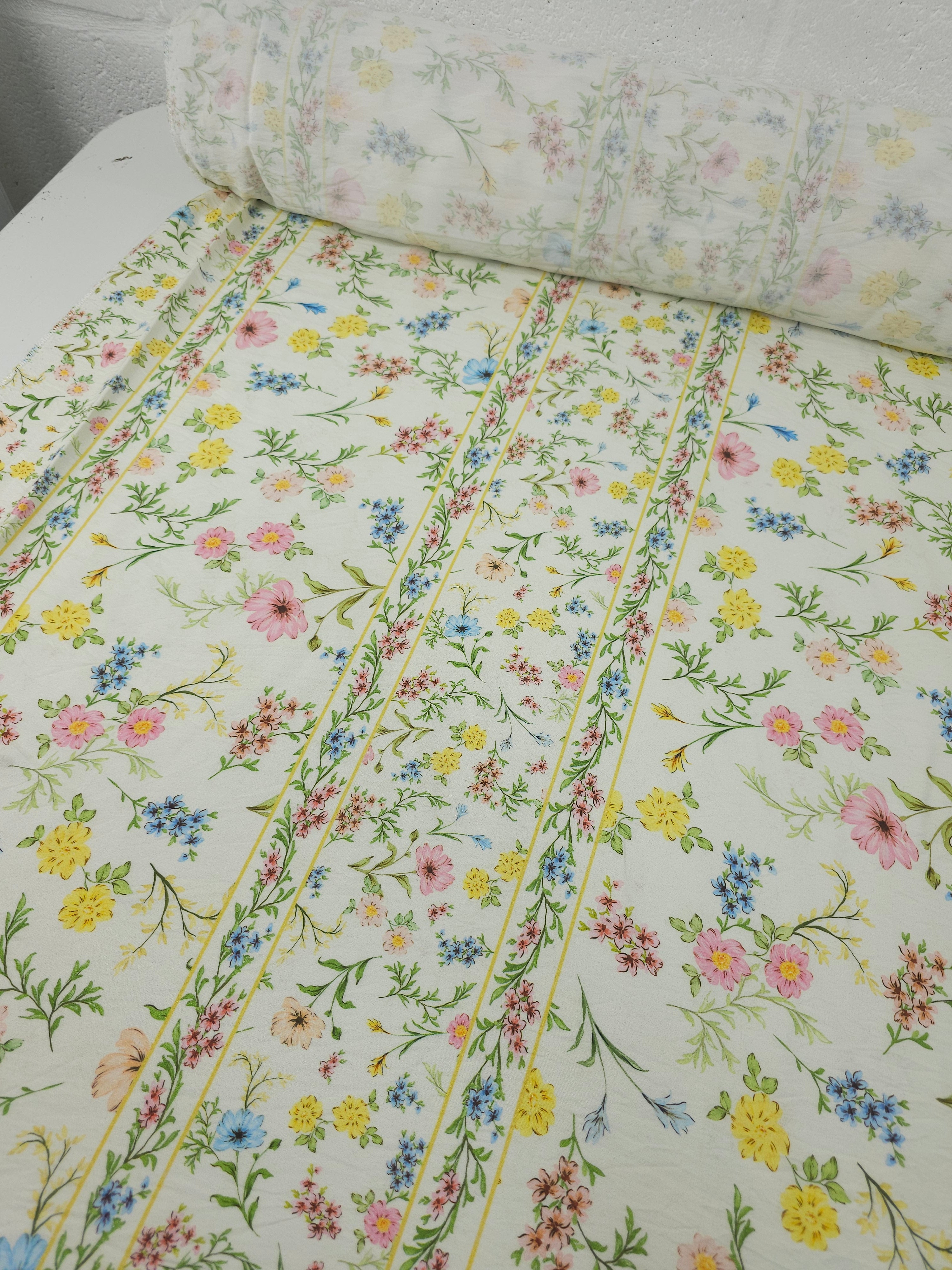 Retro Floral Stem Stripe Modal