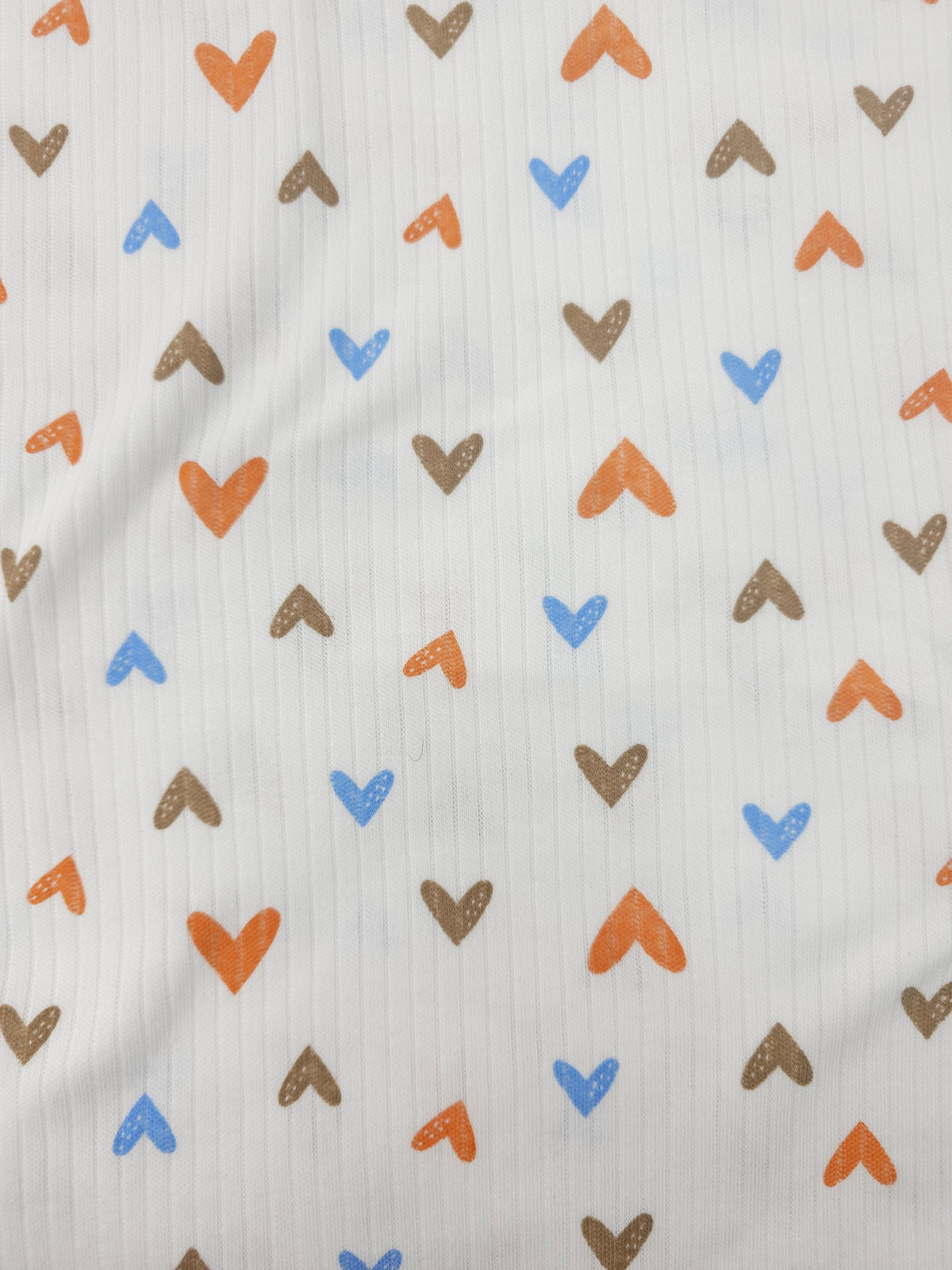 Orange blue hearts Tubular Ribbing (Various sizes)