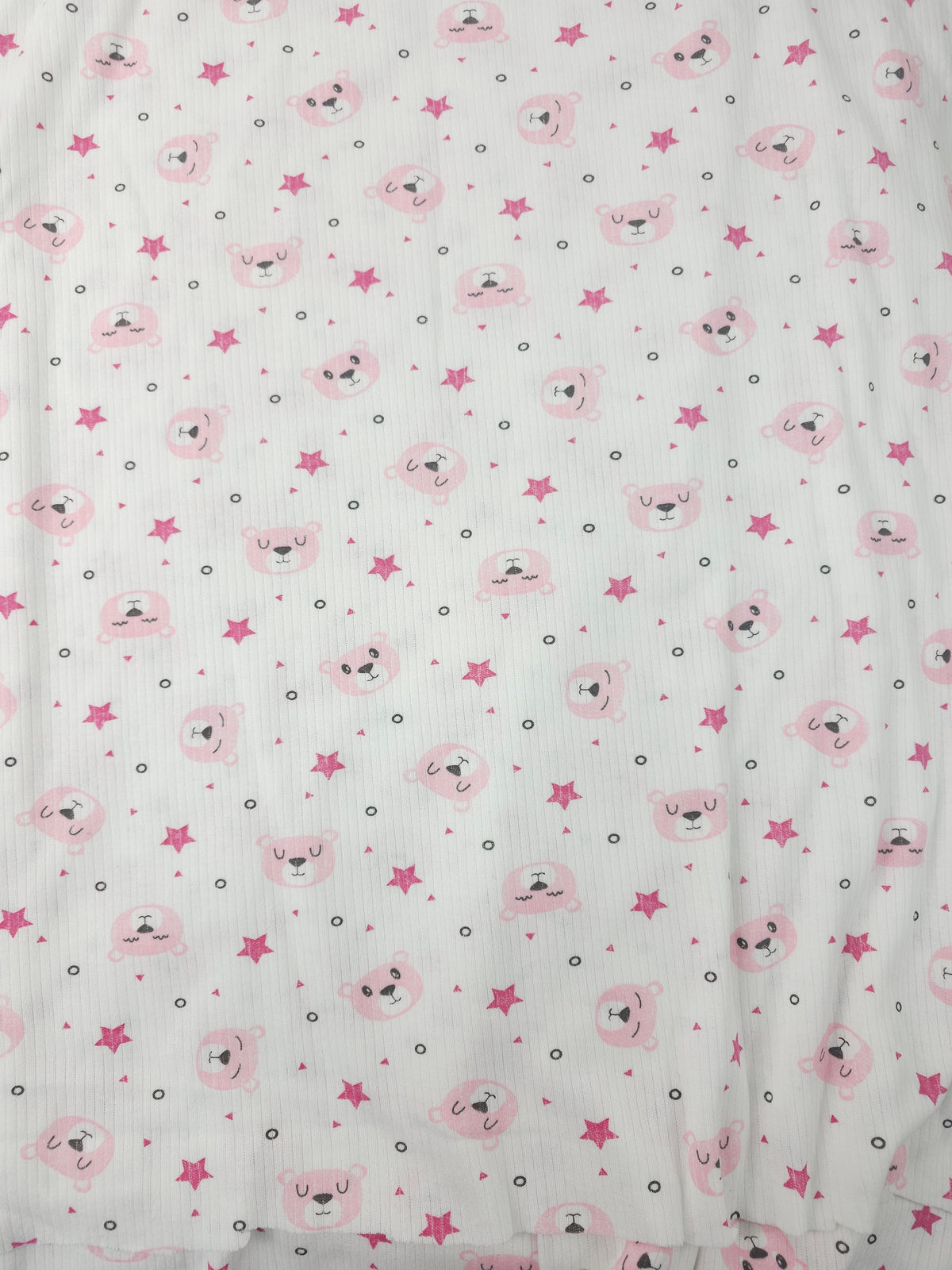 Pink star bear Tubular Ribbing (Various sizes)