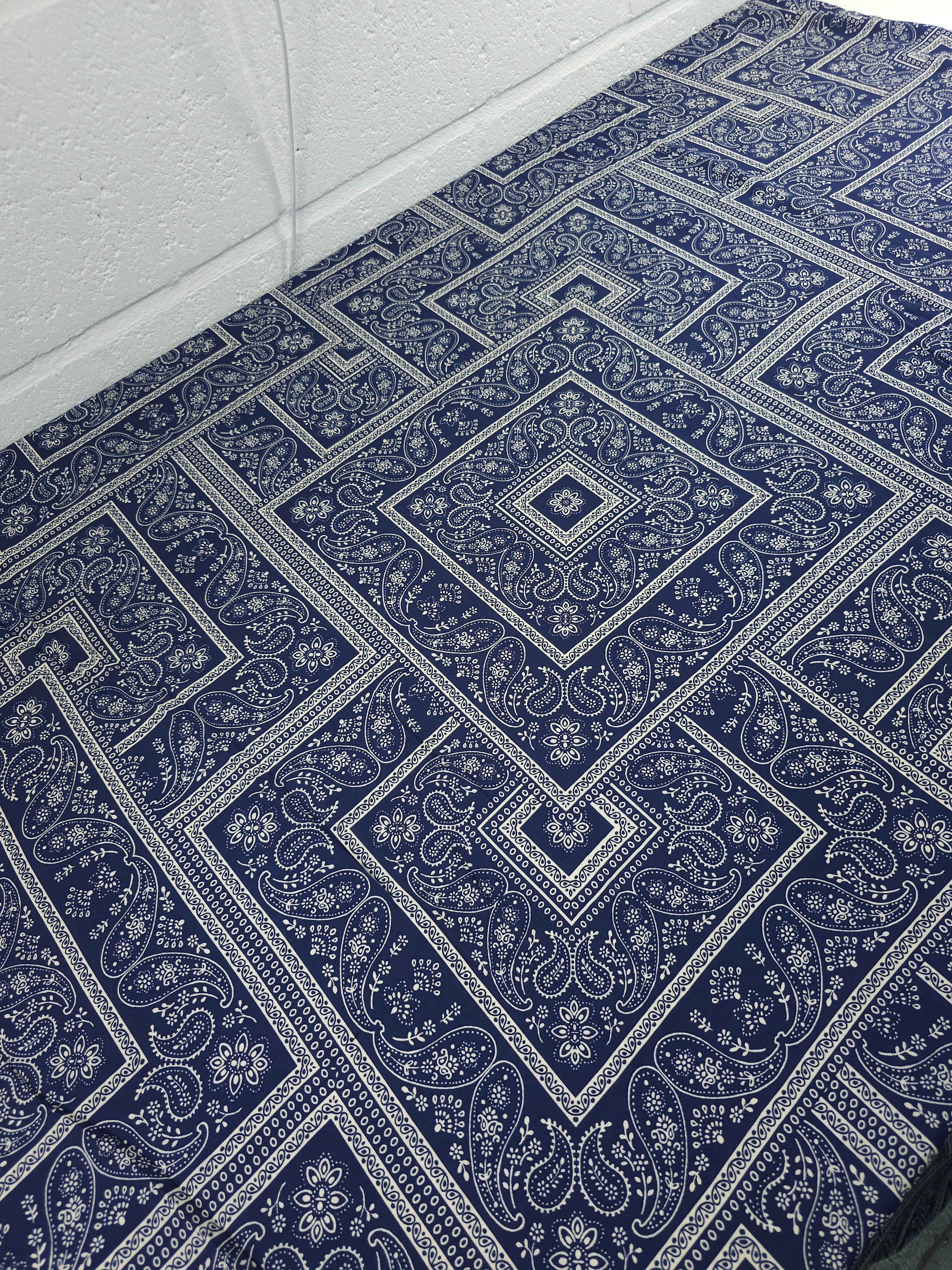 Navy/Ivory Bandana Square Viscose Challis