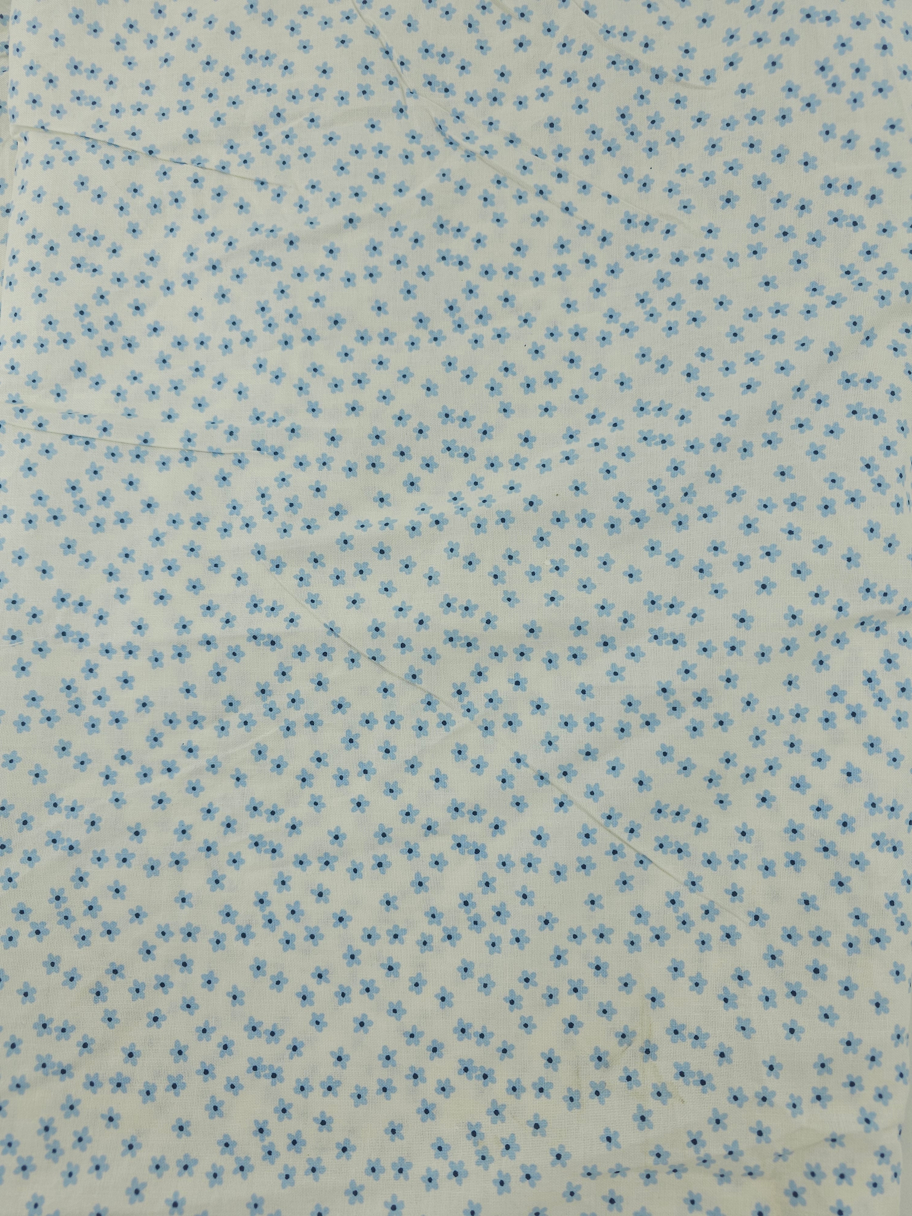 Light blue flower Cotton- 1m piece
