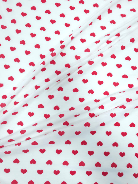 White/Red Heart Viscose Jersey