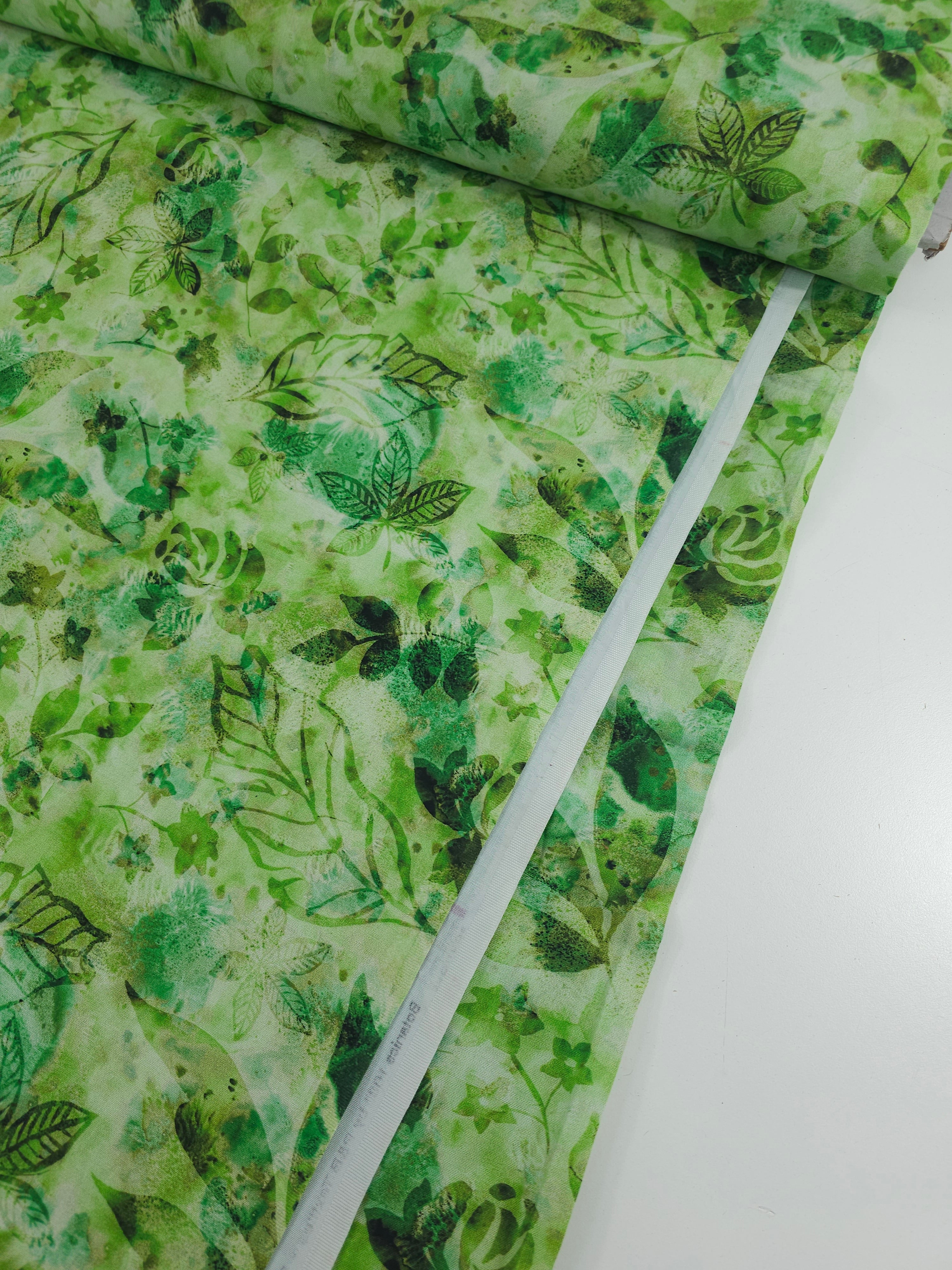 Green Leaf Floral Botanics 100% Cotton 102"