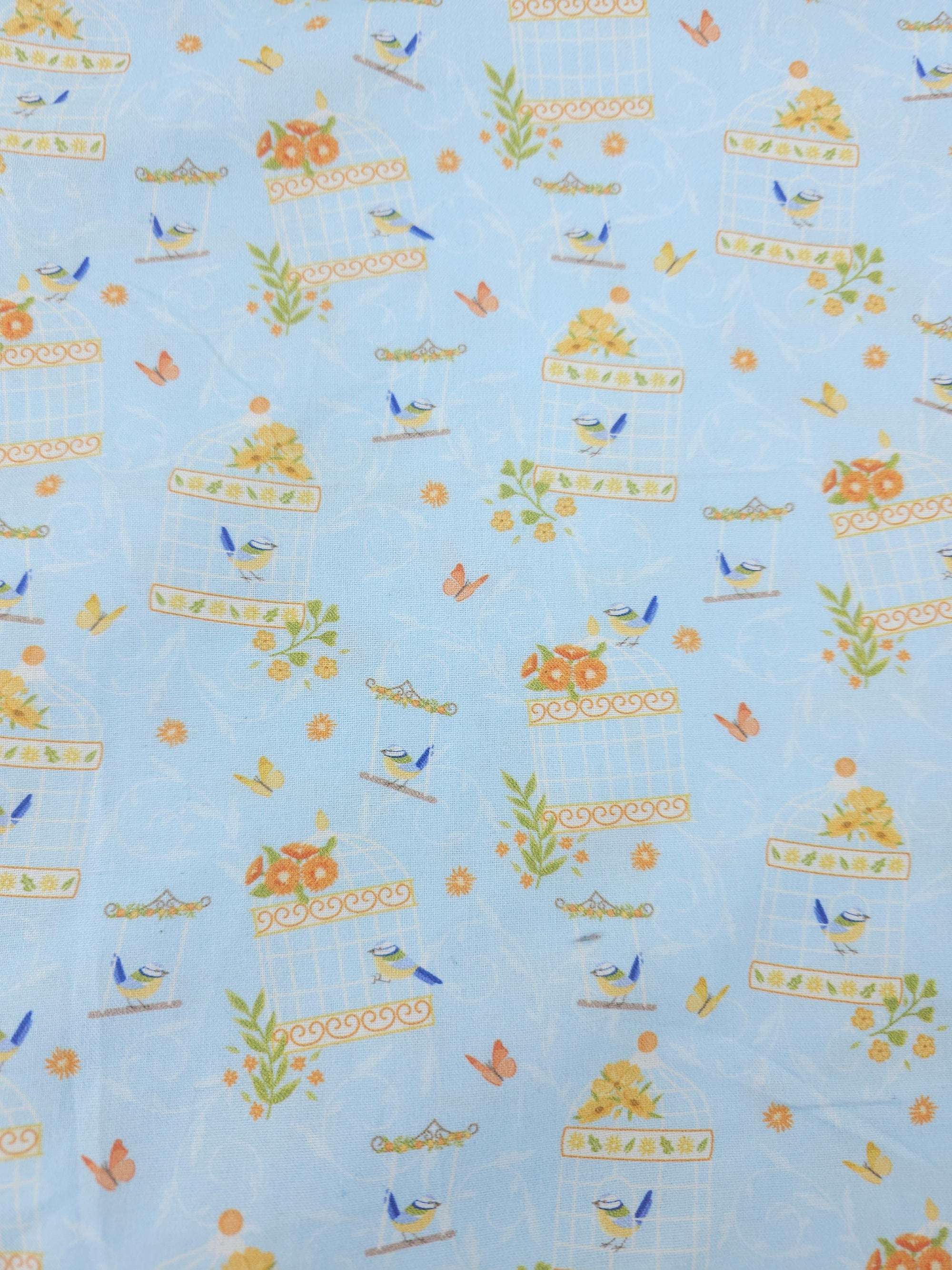 Light Blue Bird Bliss 100% Cotton