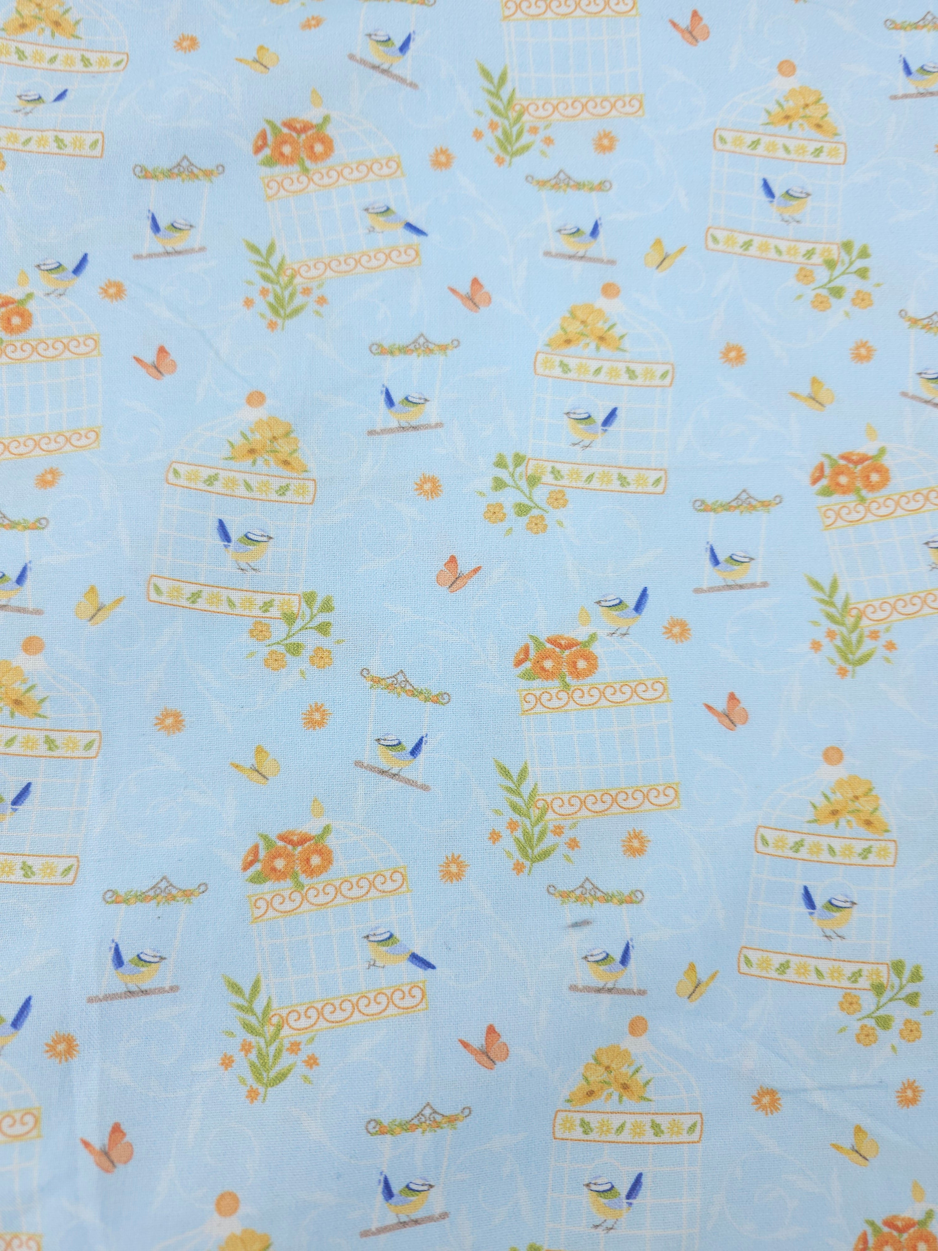 Light Blue Bird Bliss 100% Cotton