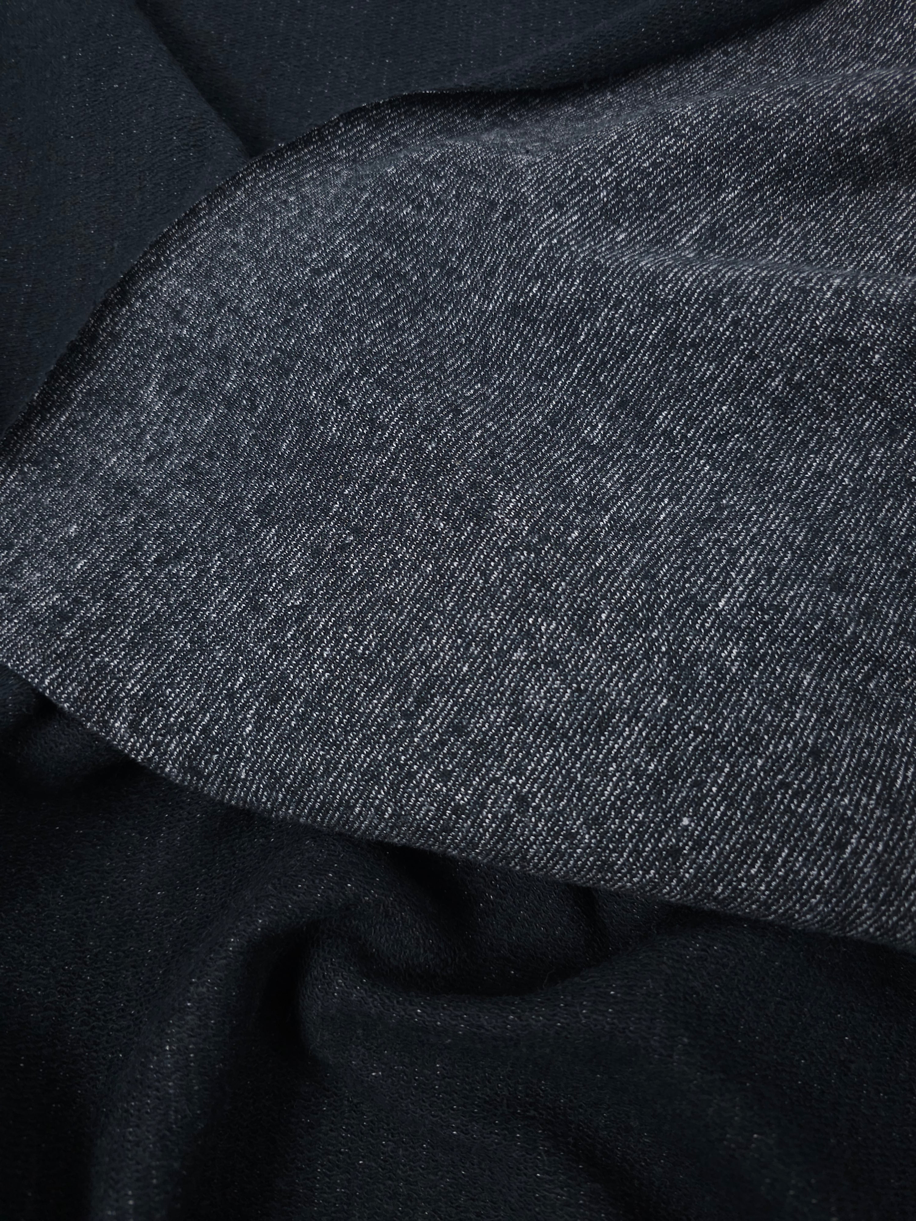 Charcoal Black Pinstripe Loopback Terry