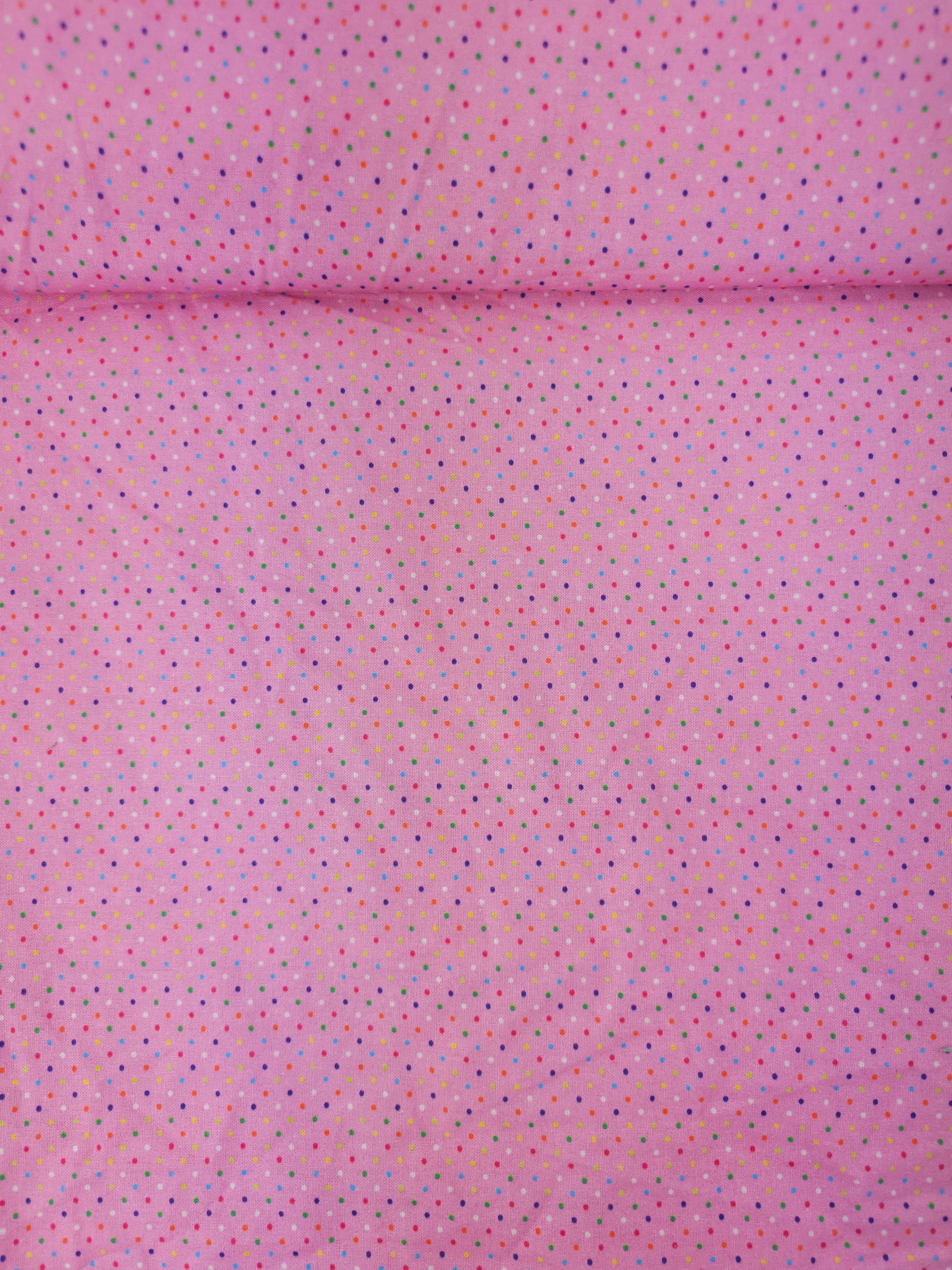 Pink/Multicolour Mini Polka Dot 100% Cotton