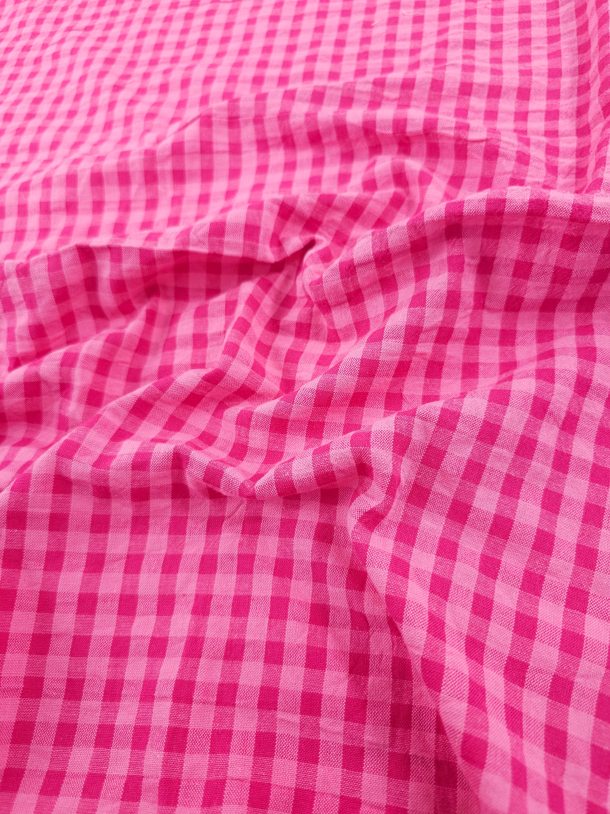 Hot Pink/Fuchsia Small Gingham Cotton SeerSucker *PRE-ORDER*