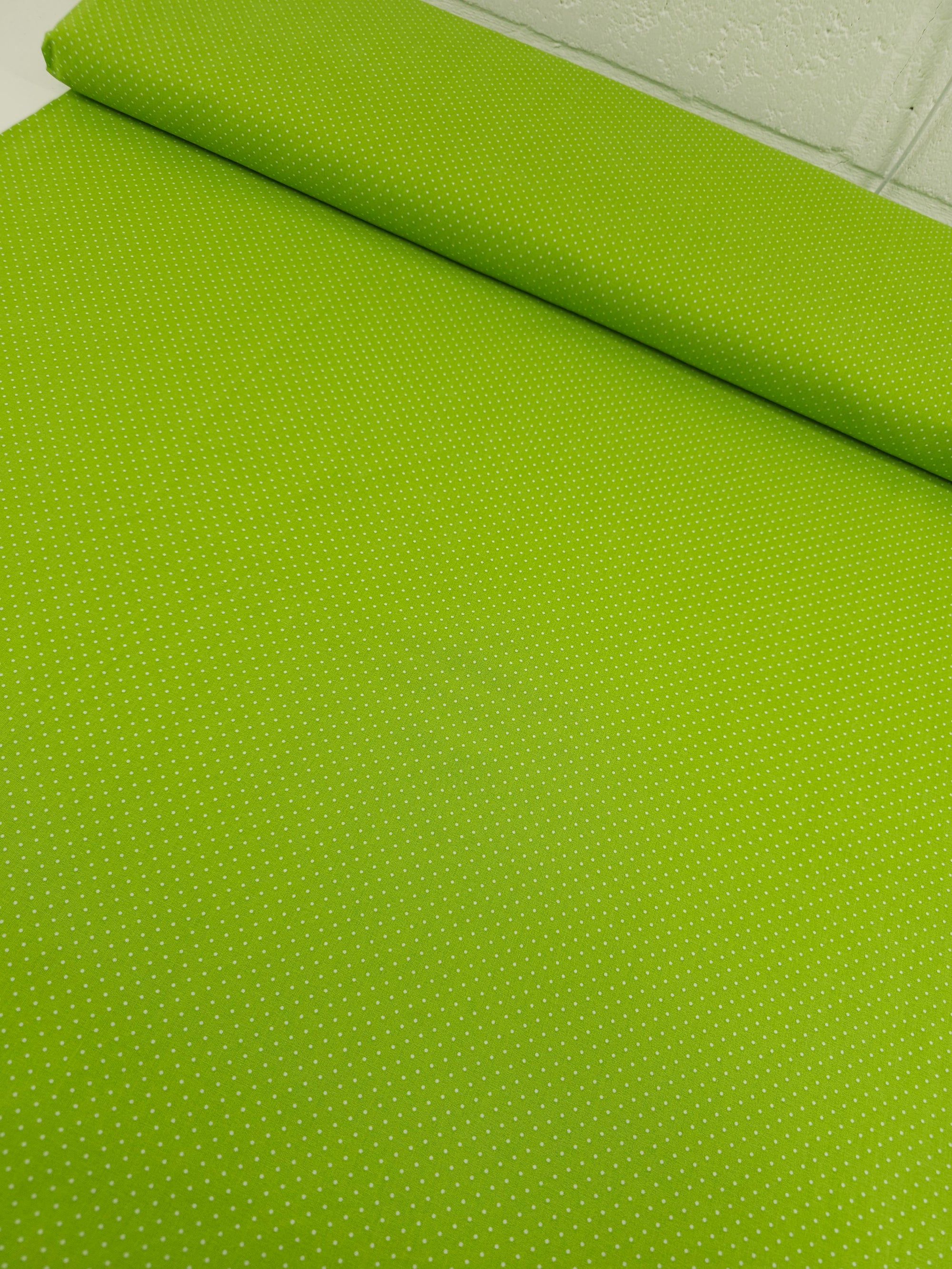Lime Green Micro Polka Dot 100% Cotton 60”